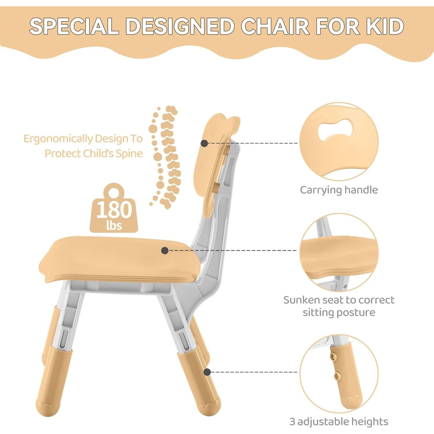Conjunto Mesa y Sillas Ajustables GITAWUSA para Niños 3-8 Años