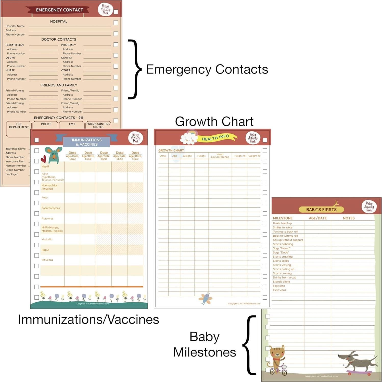 Diario de Seguimiento de Bebés Medical Basics - Tapa Dura Niña