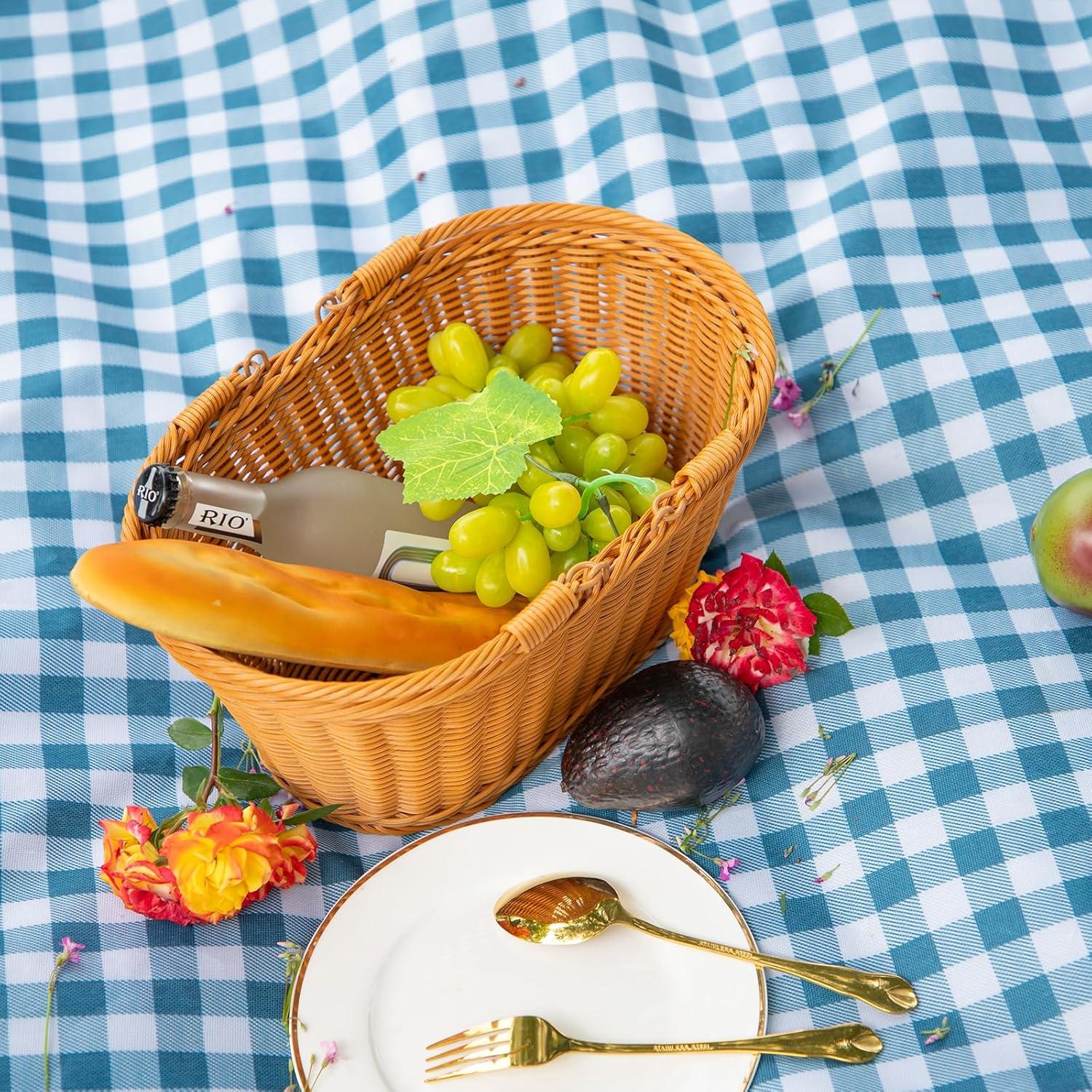 Cesta de Picnic YRMTKIHE de Ratán 33x23x14 cm Plegable