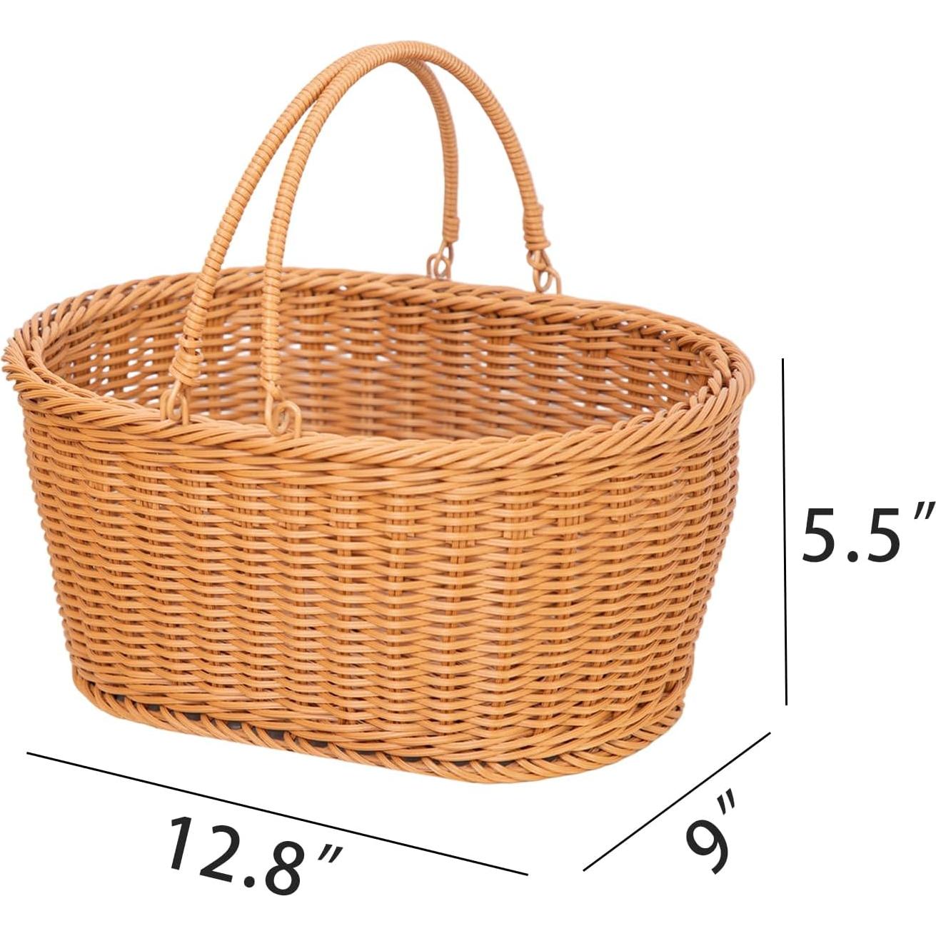 Cesta de Picnic YRMTKIHE de Ratán 33x23x14 cm Plegable