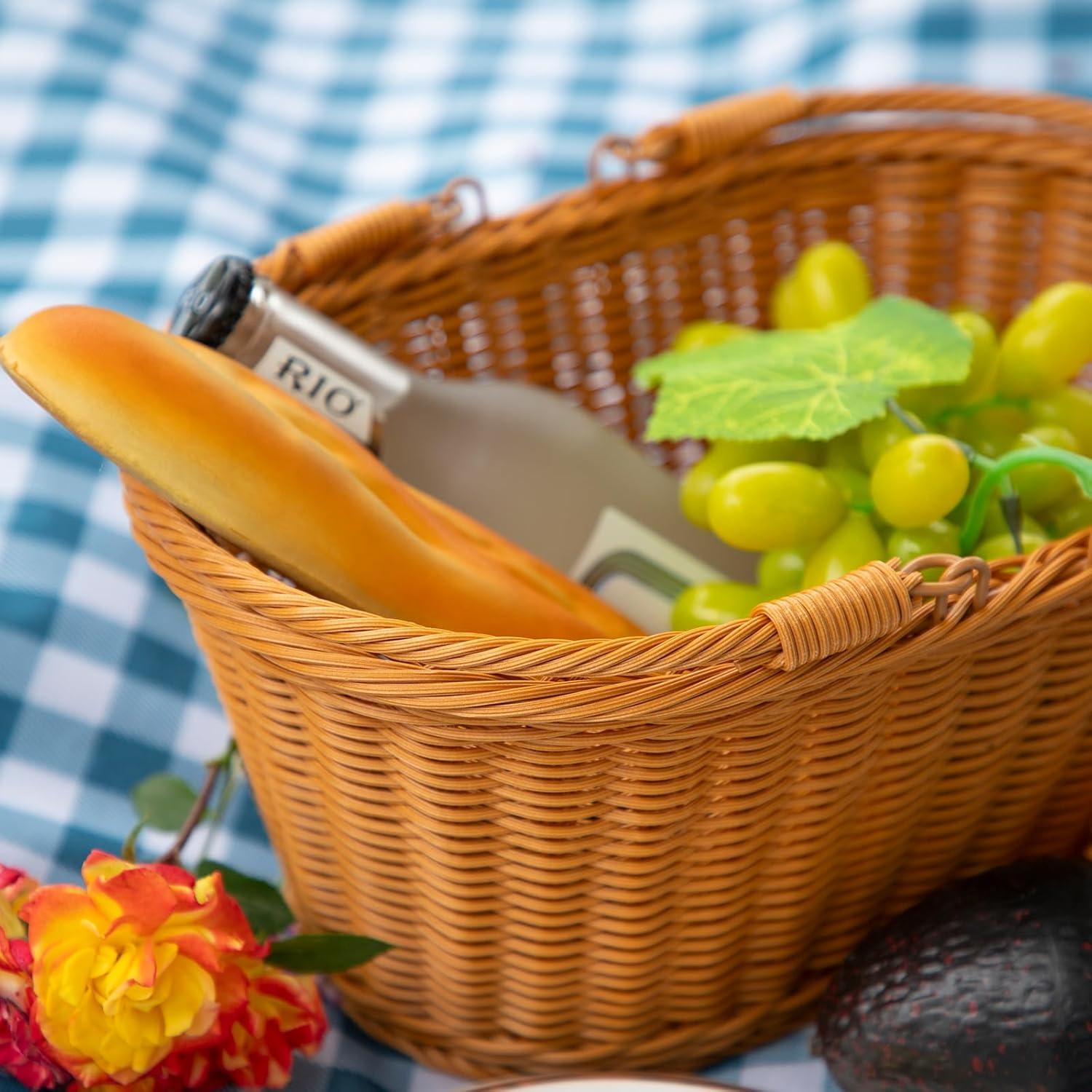 Cesta de Picnic YRMTKIHE de Ratán 33x23x14 cm Plegable