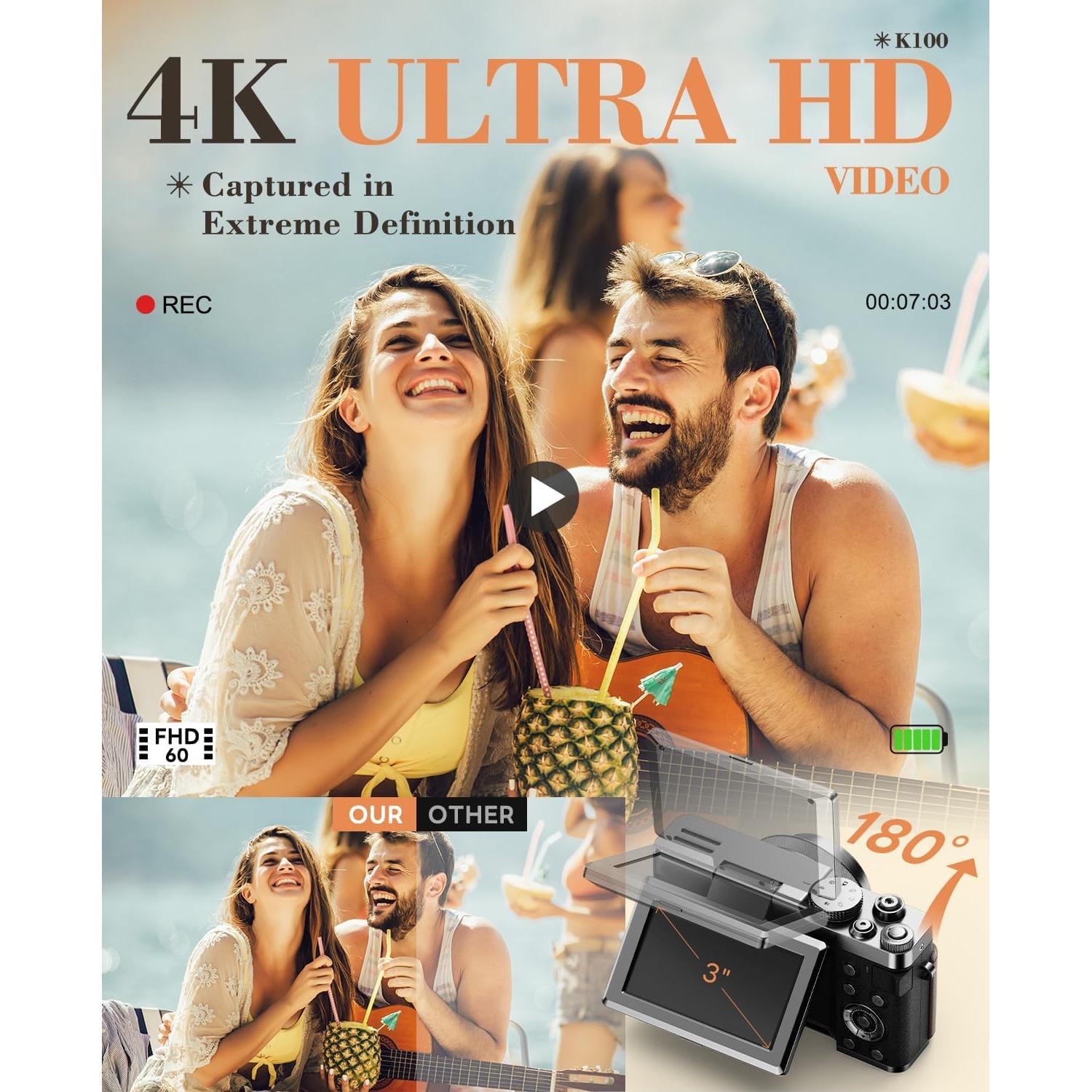 Cámara Digital G-Anica K100 48MP 4K Zoom 18X Pantalla 3"