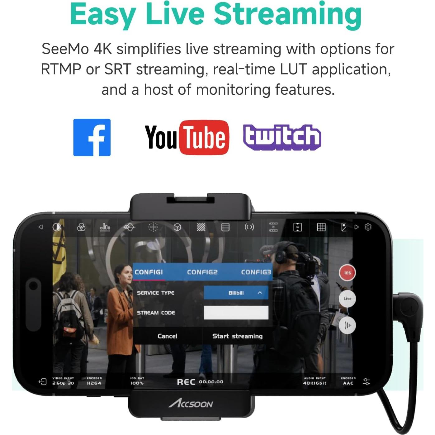 Adaptador HDMI Accsoon SeeMo 4K para iOS - Transmisión en Vivo