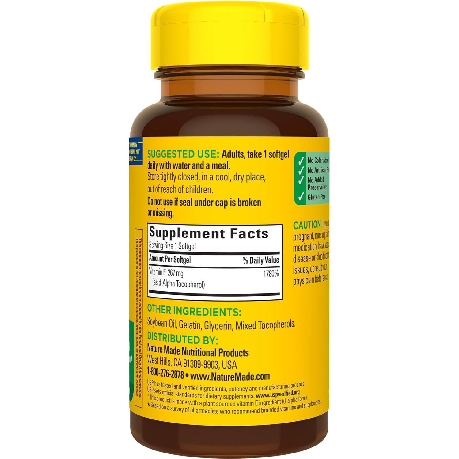 Nature Made Vitamina E 267 mg (400 IU) - 100 Gelatinas Blandas