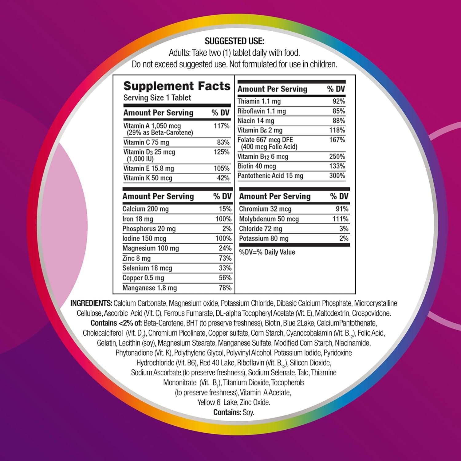 Centrum Multivitamina para Mujeres 65 Tabletas con Hierro y Vitamina D3