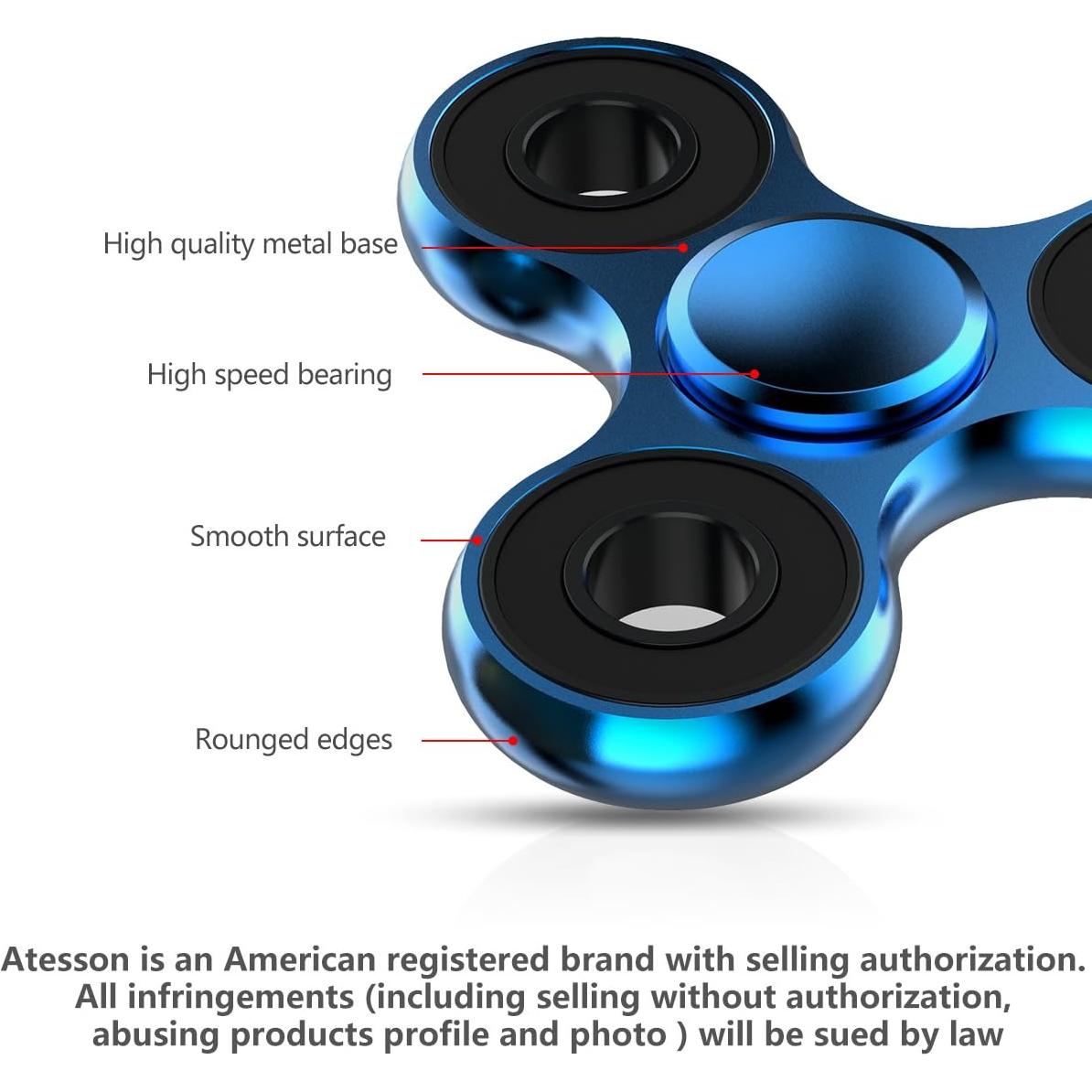 Fidget Spinner ATESSON Alta Velocidad Alivio Estrés 11cm
