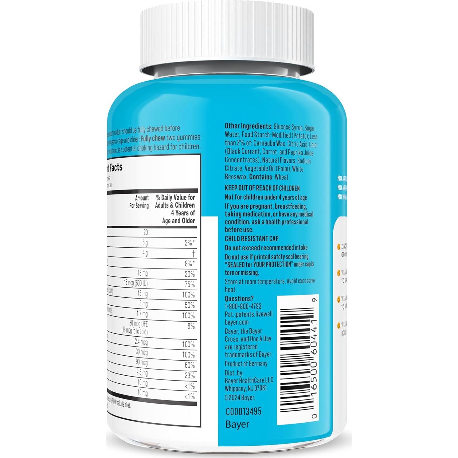 Gomitas Multivitamínicas One A Day Kids 60 Unidades - Vitamina C, D, E y Zinc