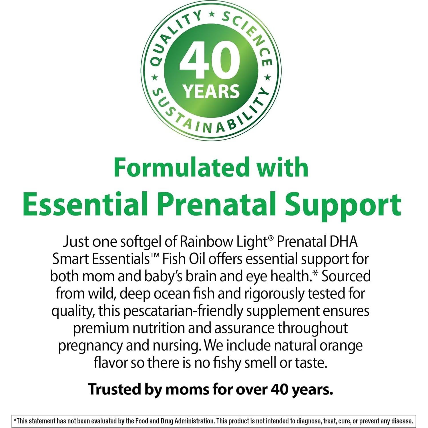 Rainbow Light DHA Prenatal 180 Cápsulas Omega 3 EPA DHA