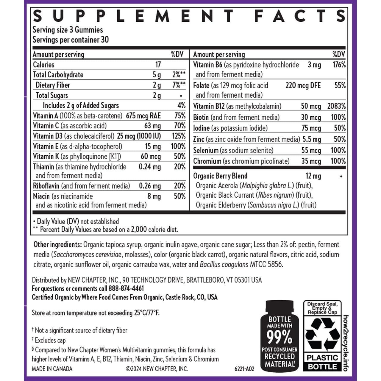 Gomitas Multivitamínicas New Chapter 50+ 90 unidades - 66% Menos Azúcar