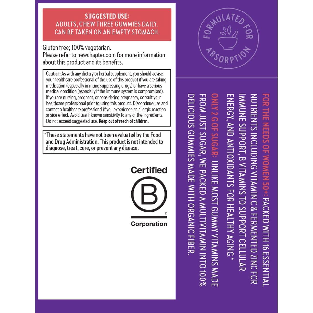 Gomitas Multivitamínicas New Chapter 50+ 90 unidades - 66% Menos Azúcar