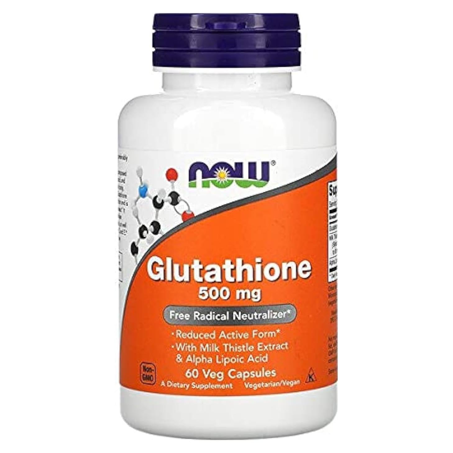 Suplemento Antioxidante NOW Foods Glutatión 500 mg - 60 Cápsulas Vegetarianas