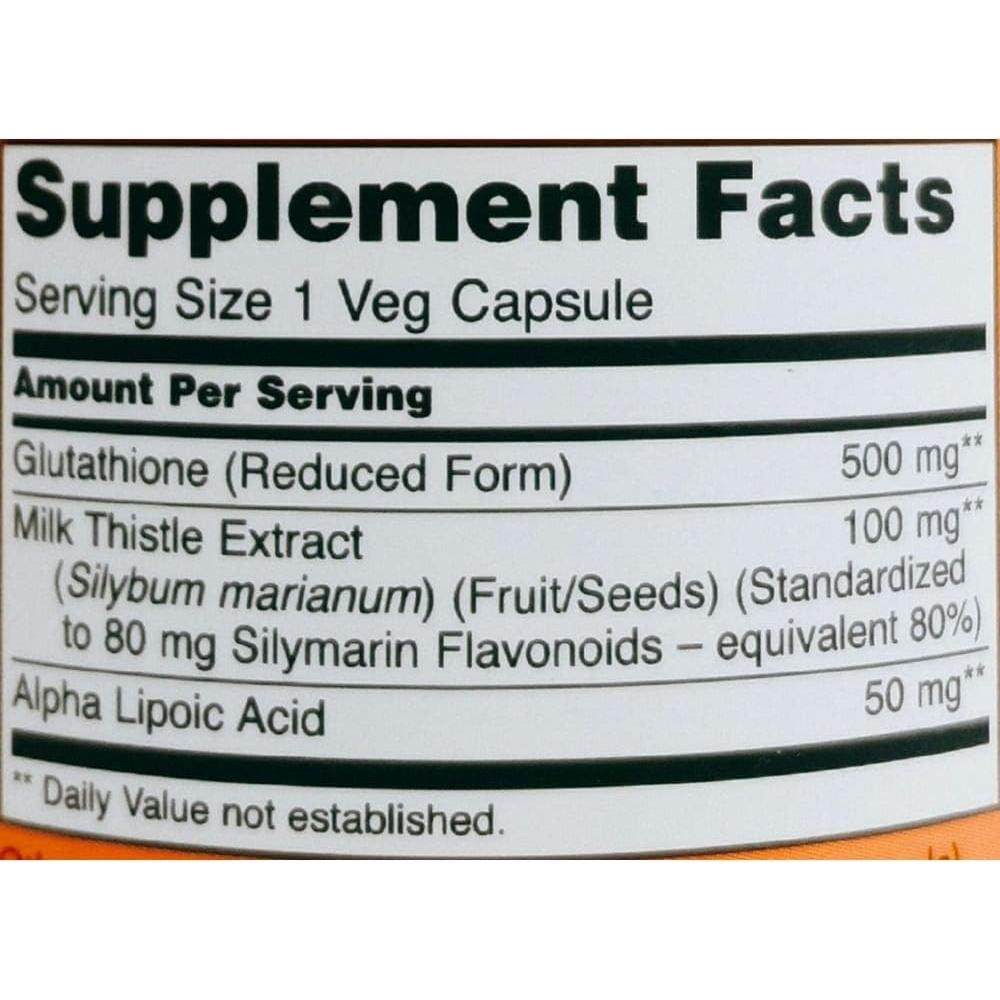 Suplemento Antioxidante NOW Foods Glutatión 500 mg - 60 Cápsulas Vegetarianas