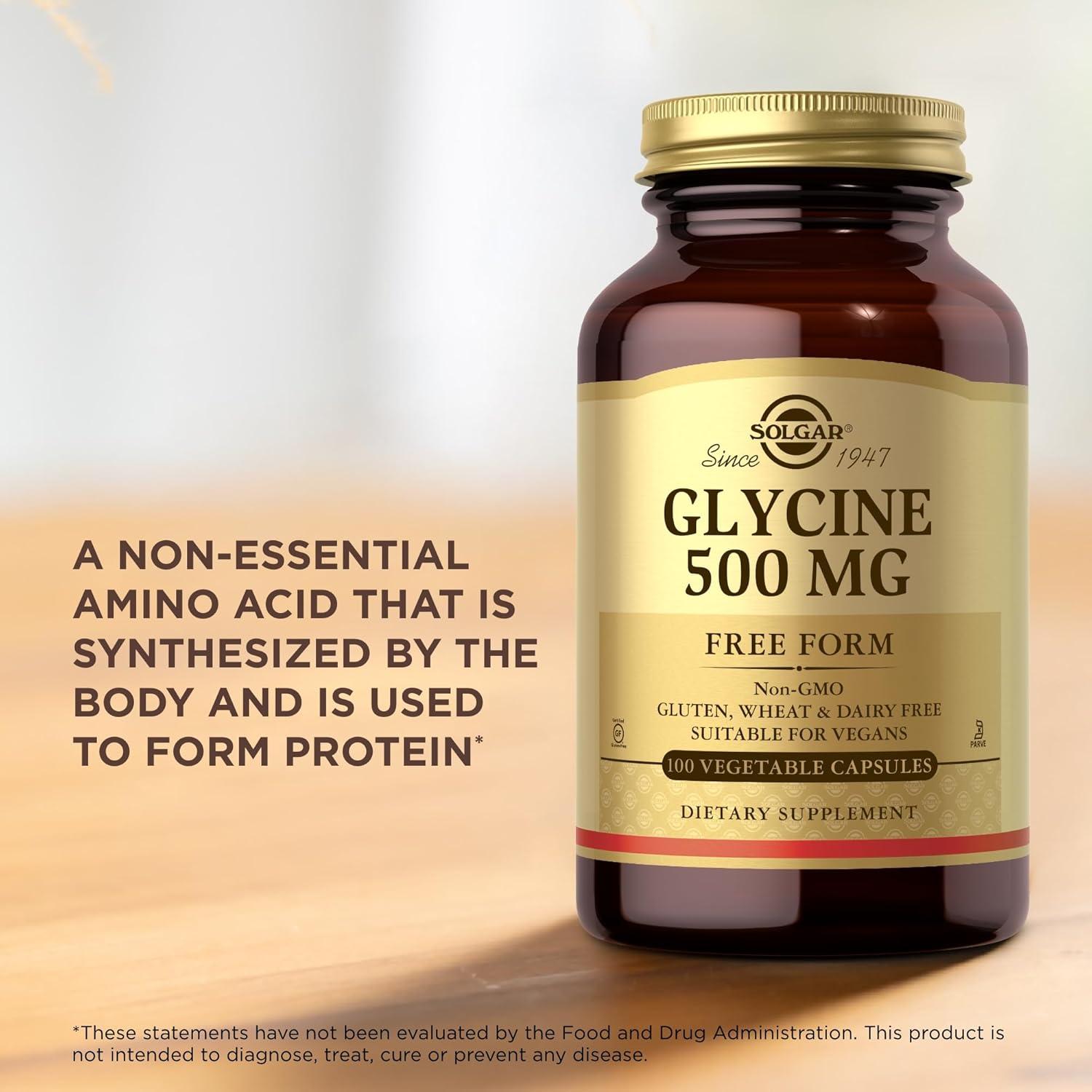 Solgar Glicina 500 mg - 100 Cápsulas Vegetales - Vegano, Sin Gluten