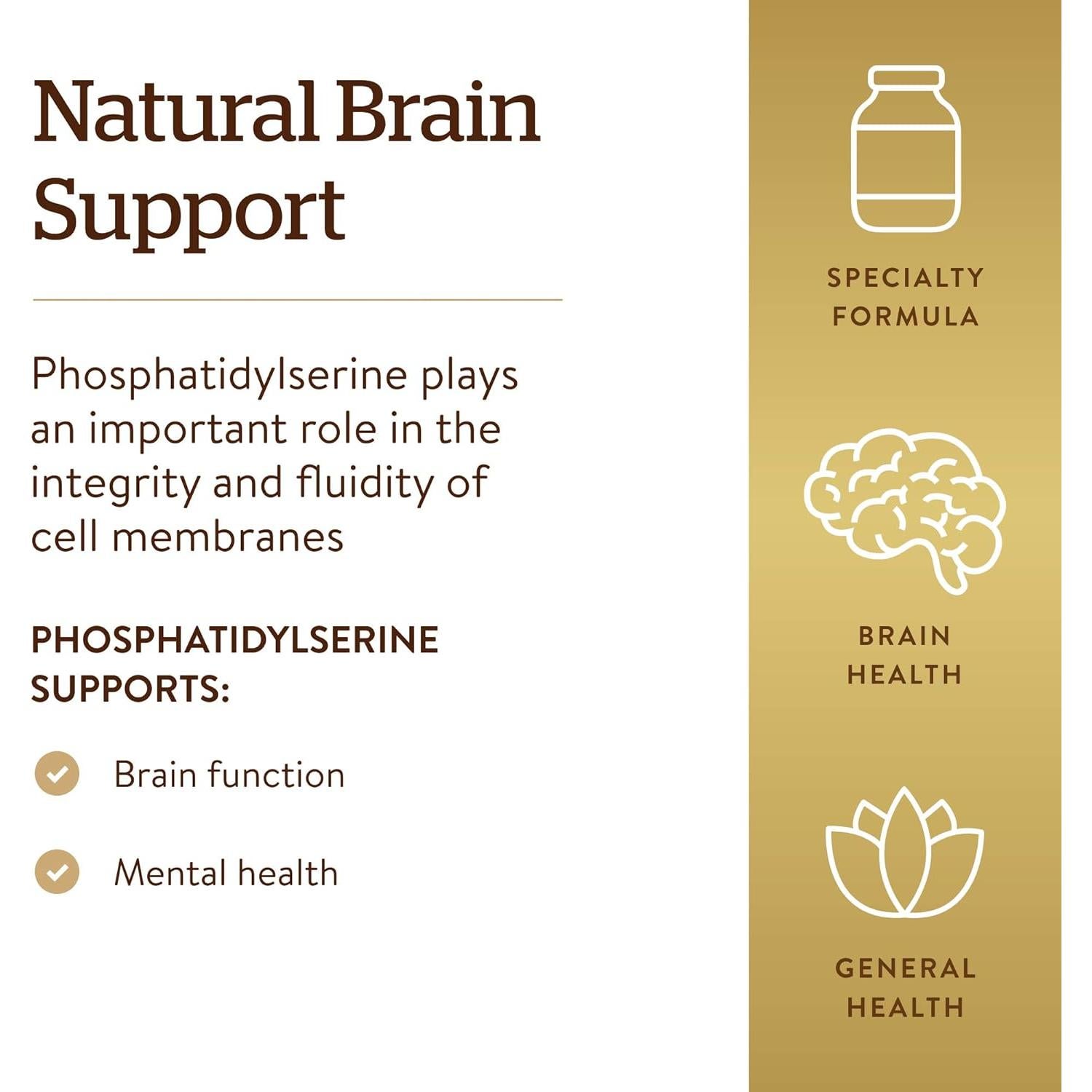 Suplemento Cerebral Solgar Fosfatidil-Serina 200 mg 60 Gelatinas