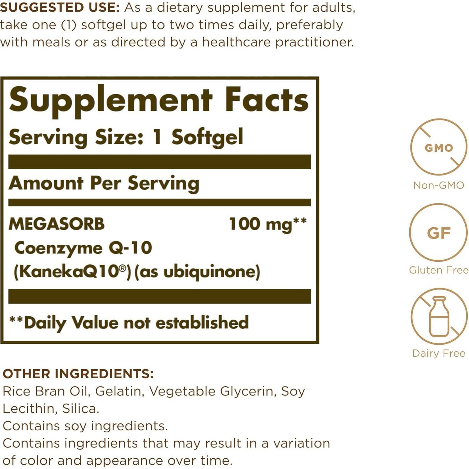 Suplemento CoQ-10 Solgar Megasorb 100 mg 60 Softgels
