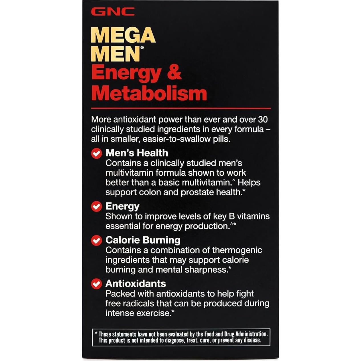 GNC Mega Men Multivitamina Energía y Metabolismo 90 Cápsulas