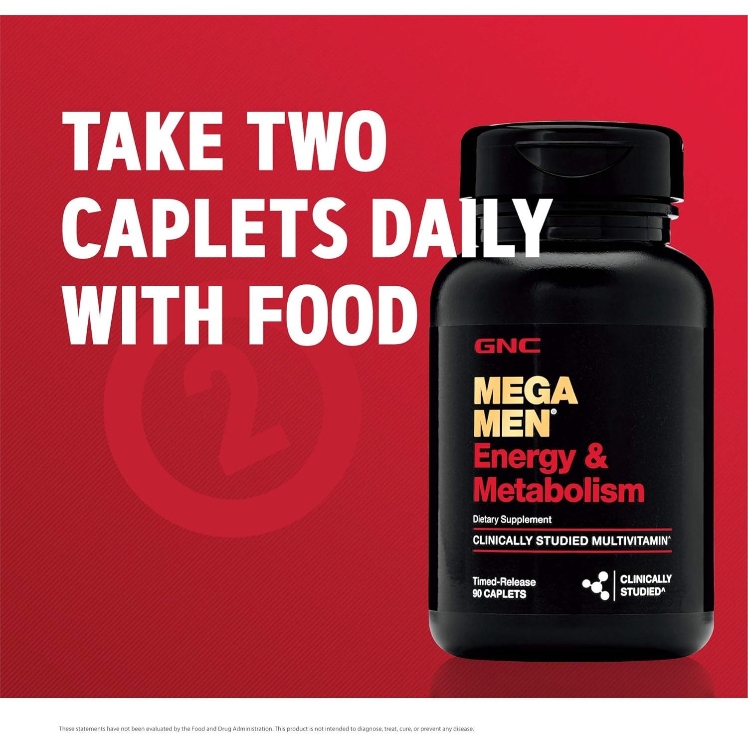 GNC Mega Men Multivitamina Energía y Metabolismo 90 Cápsulas