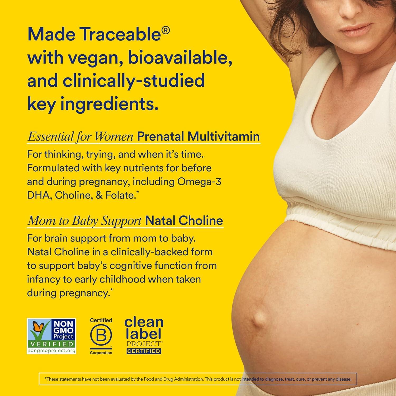 Ritual Mom-to-Baby Set with Prenatal Vitamins and Natal Choline Supplements, Supports Pregnancy, Baby's Cognitive Function, Fetal Brain Development, 30 Day Supply