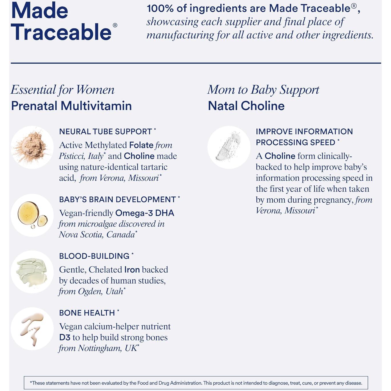 Ritual Mom-to-Baby Set with Prenatal Vitamins and Natal Choline Supplements, Supports Pregnancy, Baby's Cognitive Function, Fetal Brain Development, 30 Day Supply