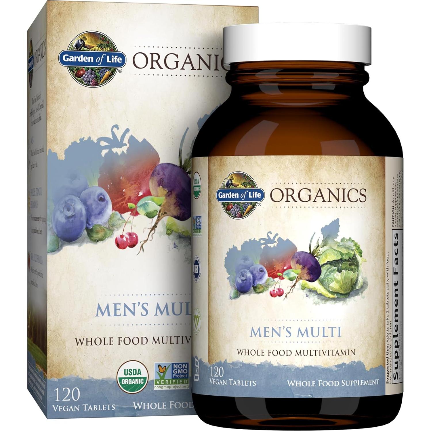 Multivitamínico Orgánico para Hombres Jardín de Vida 120 Tabletas + Probioticos 30 Cápsulas