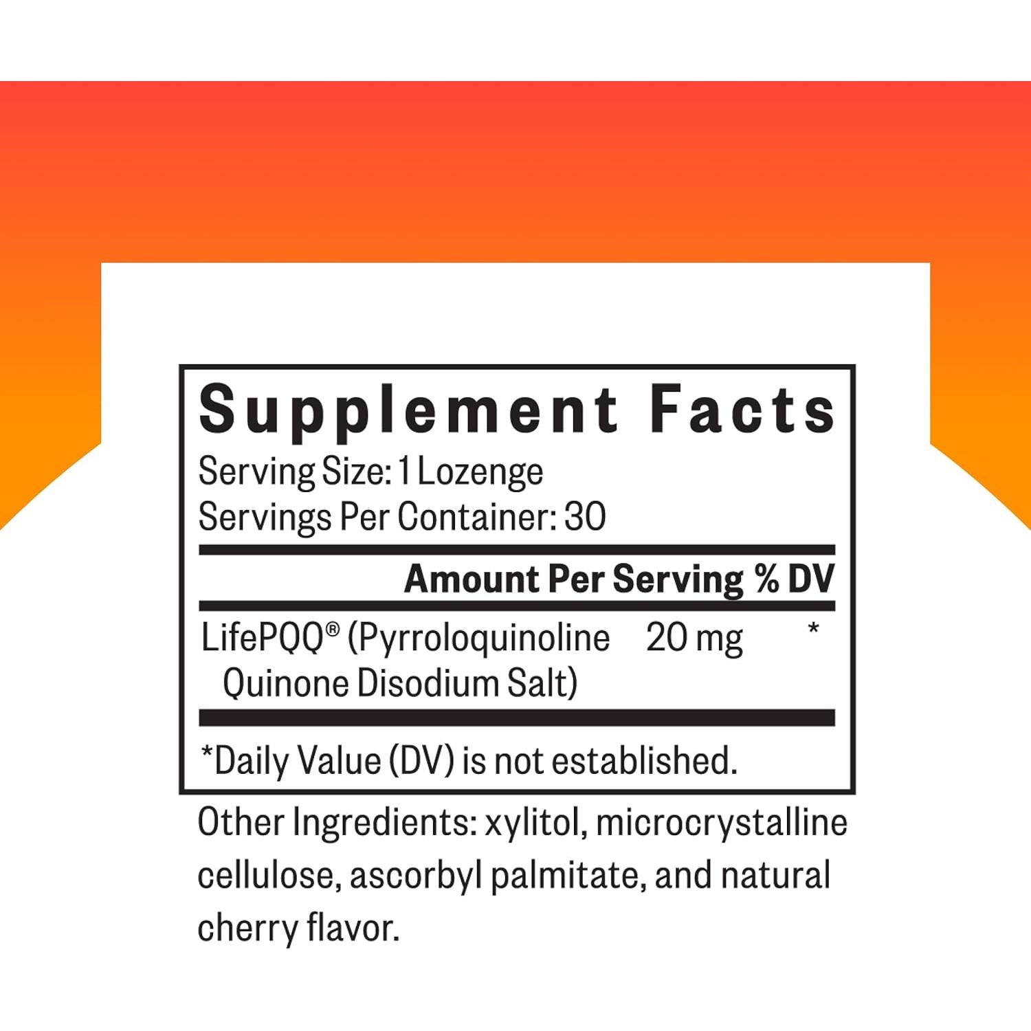 Lozenge de PQQ Seeking Health - 20 mg, 30 Unidades - Antioxidante