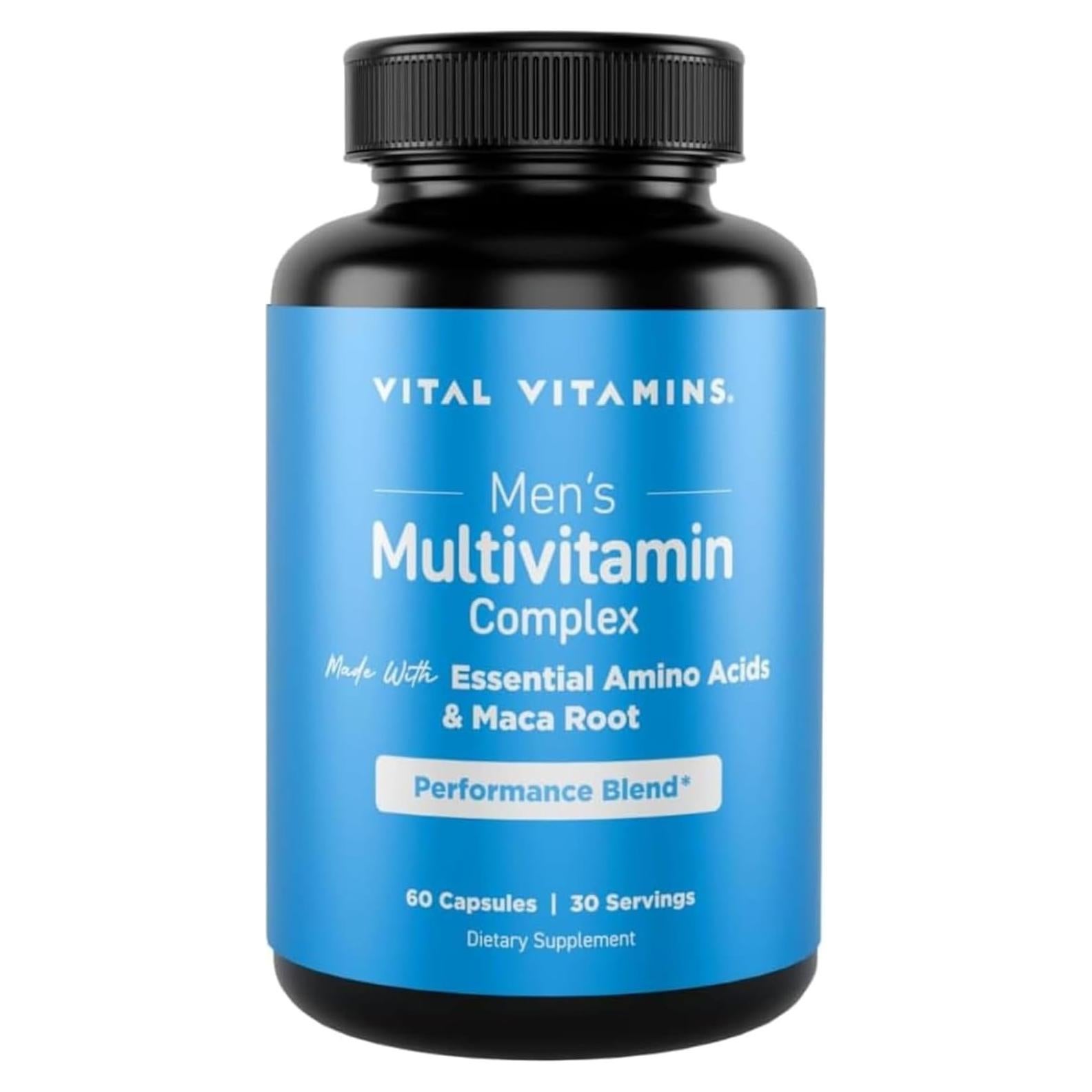 Multivitamínico Diario para Hombres Vital Vitamins - 60 Cápsulas con Aminoácidos y Raíz de Maca