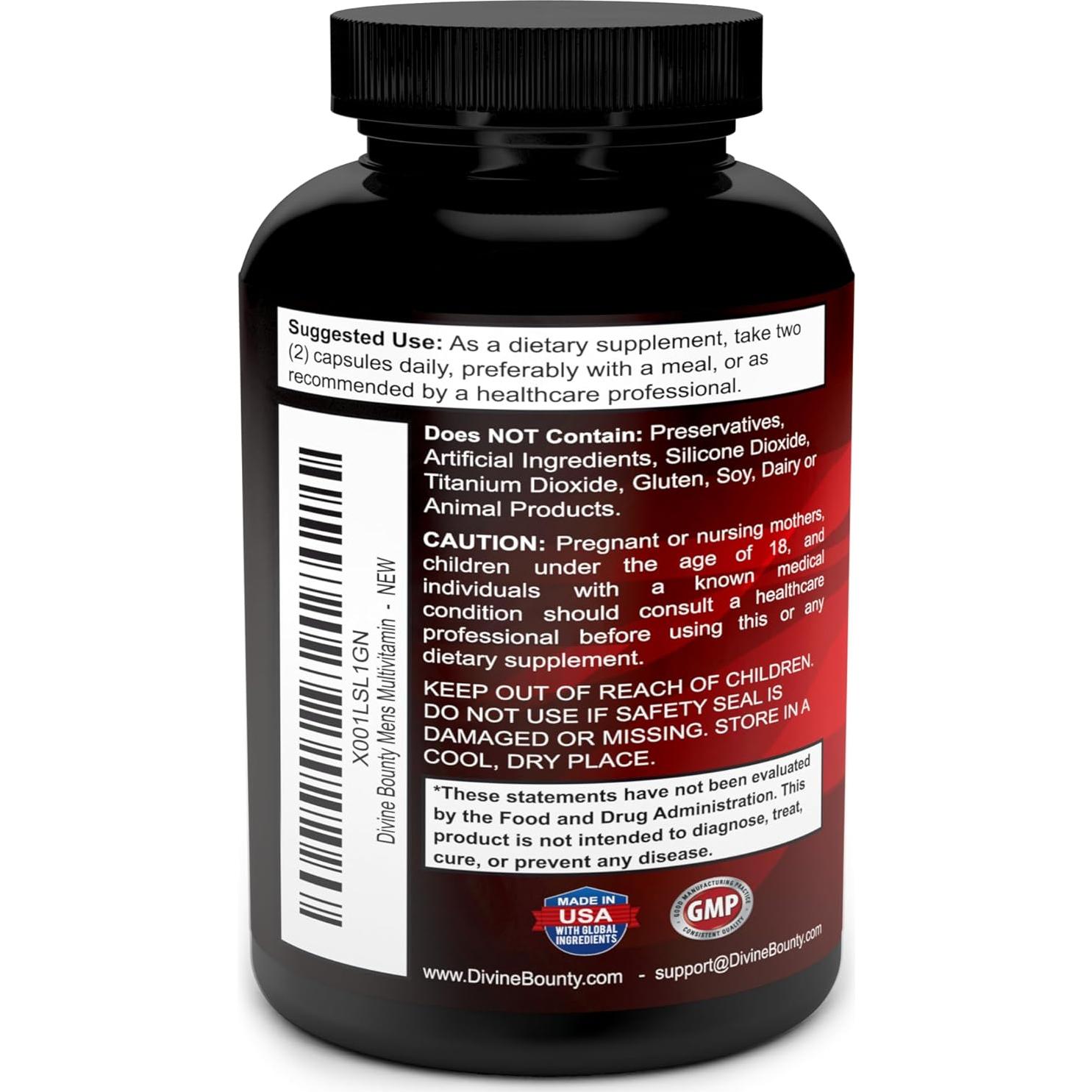 Multivitamina para Hombres Divine Bounty - 90 Cápsulas Vegetarianas