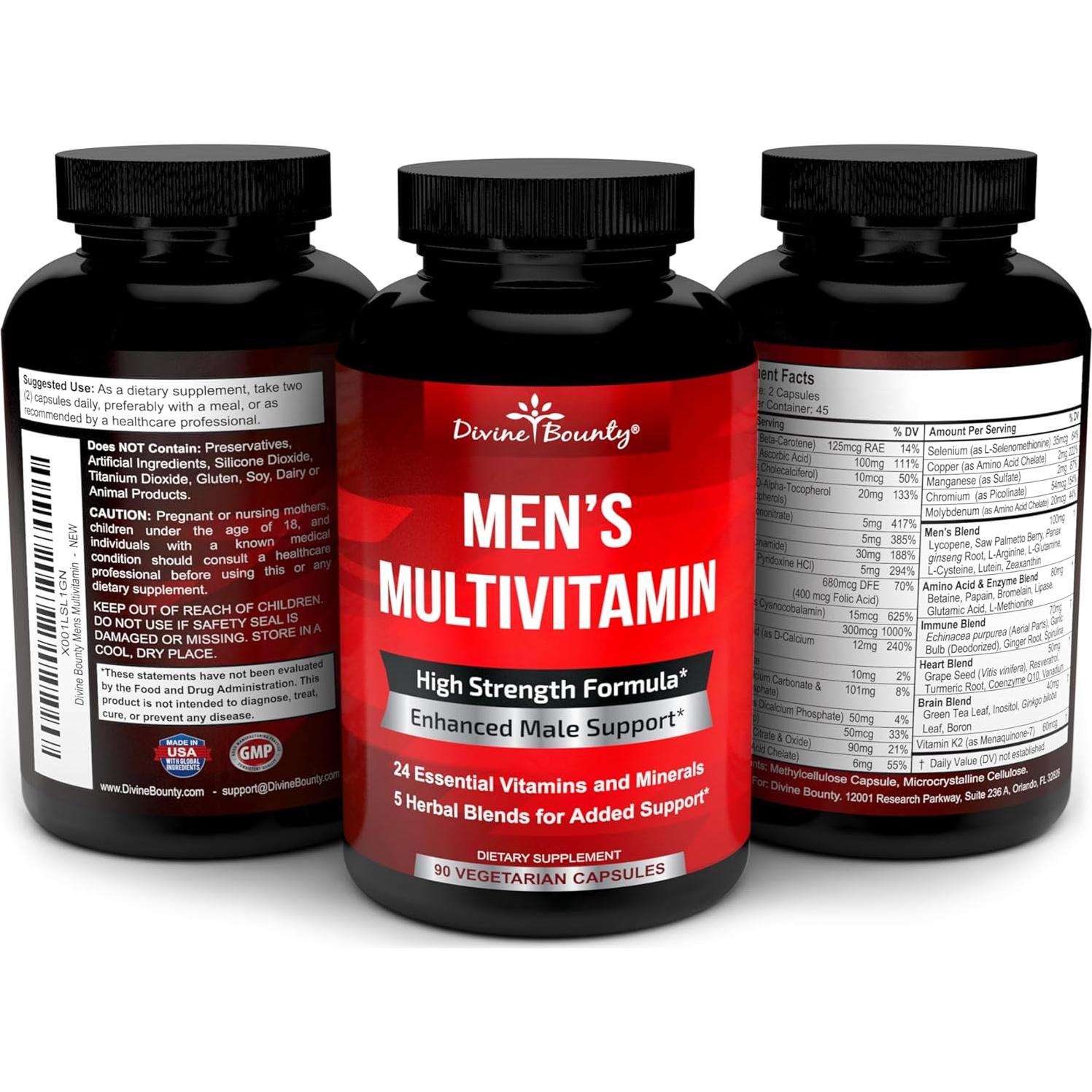 Multivitamina para Hombres Divine Bounty - 90 Cápsulas Vegetarianas
