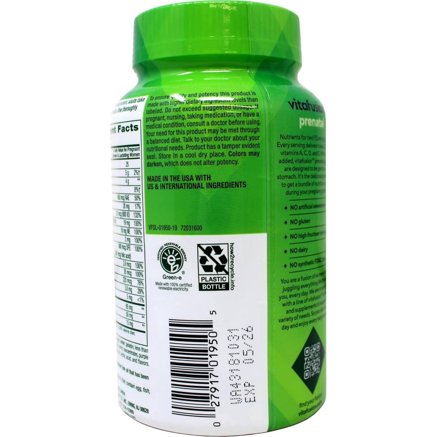 Vitaminas Gummy Prenatales Vitafusion 90 Gummies 311g