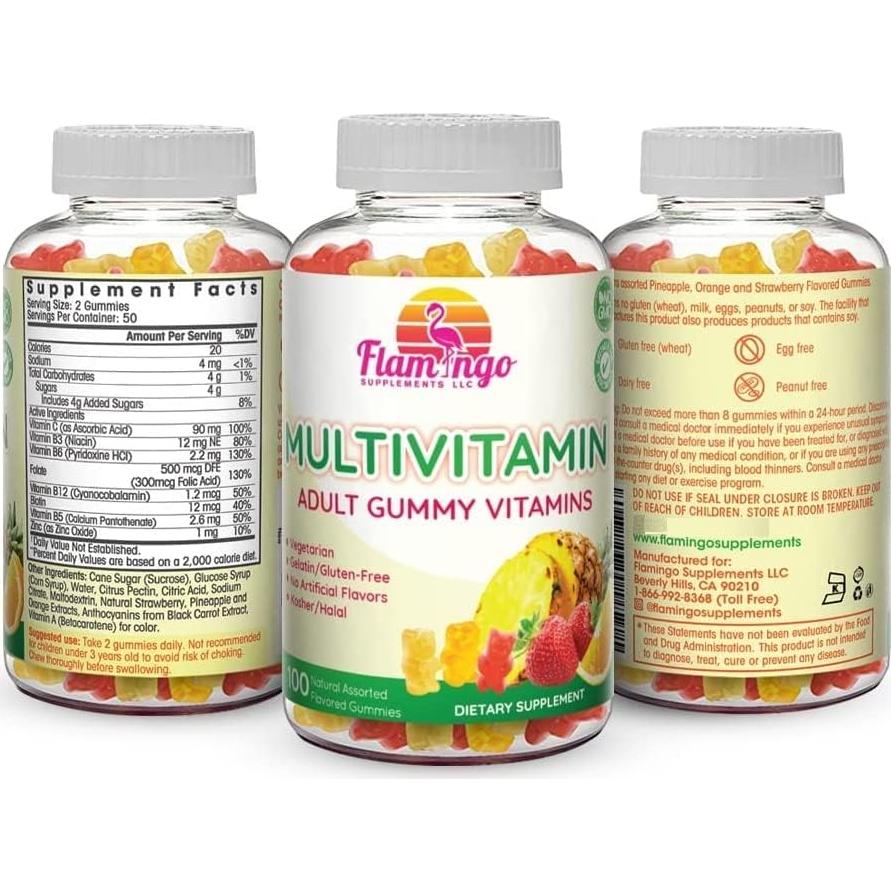 Gomitas Multivitamínicas Flamingo 100 Unidades Veganas Sin Gluten