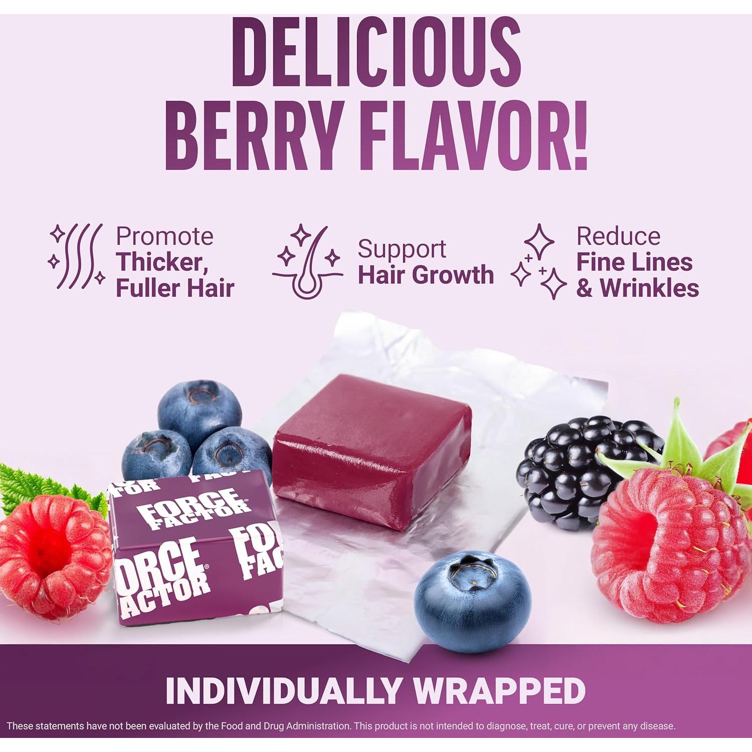 Acelerador de Crecimiento Capilar Force Factor Galletas 60 Unidades