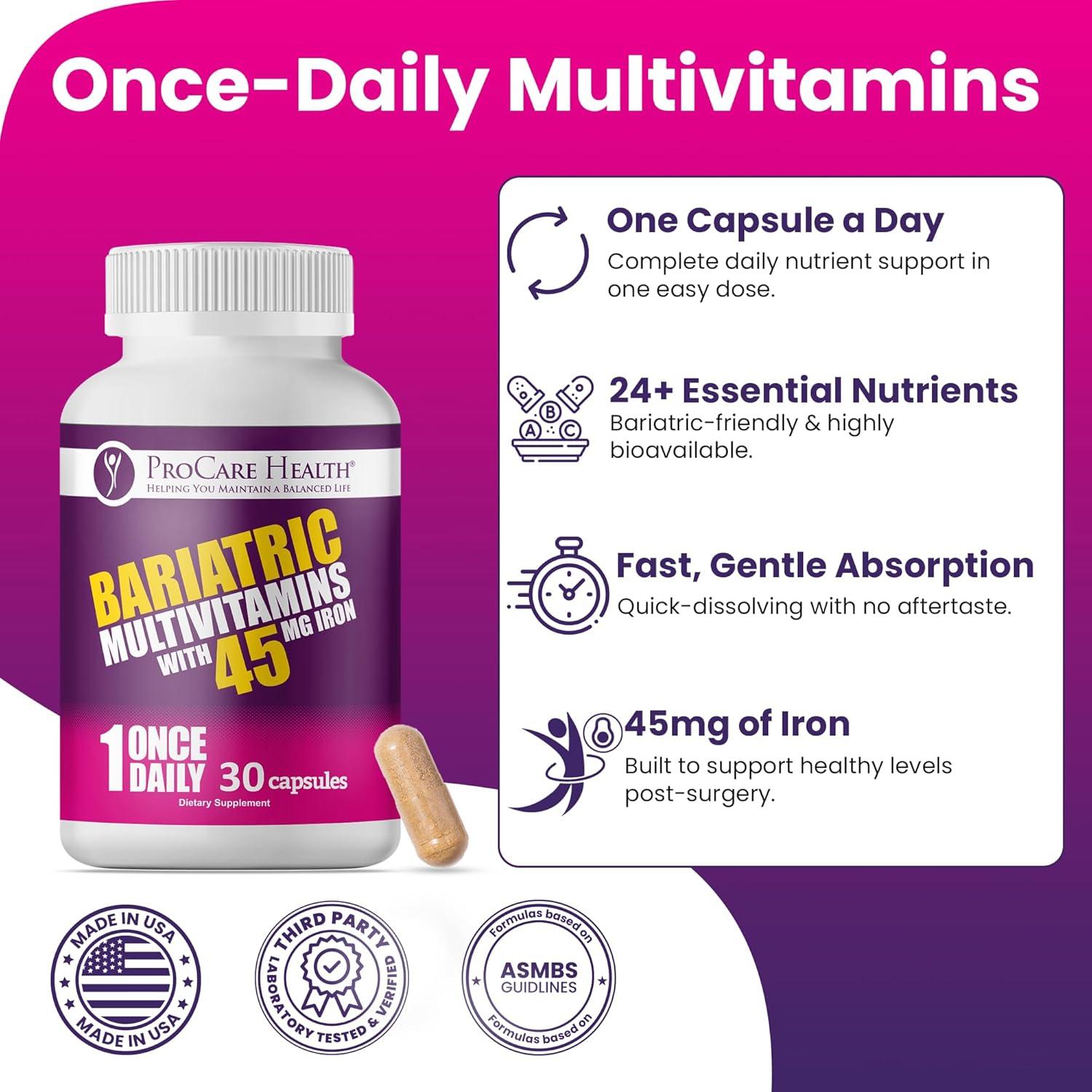 Multivitamínico Bariátrico ProCare Health 30 Cápsulas 45mg Hierro