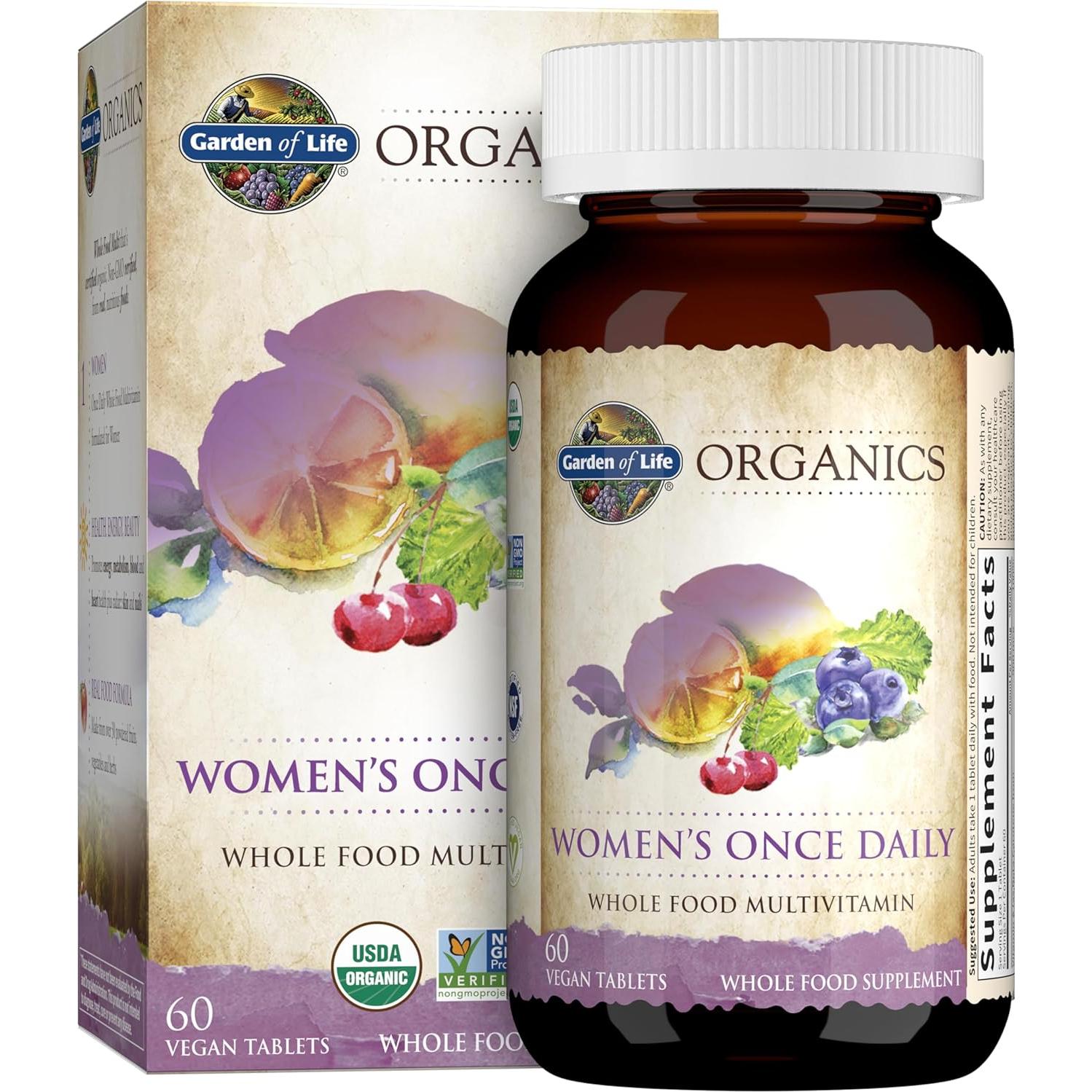 Multivitamínico Orgánico Jardín de Vida Mujeres + Suplemento Hierro 60 Cápsulas