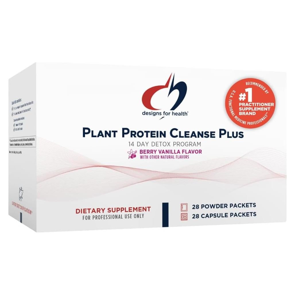 Desintoxicación de Proteína Vegetal Cleanse Plus Designs for Health - 28 Bebidas + Vitaminas