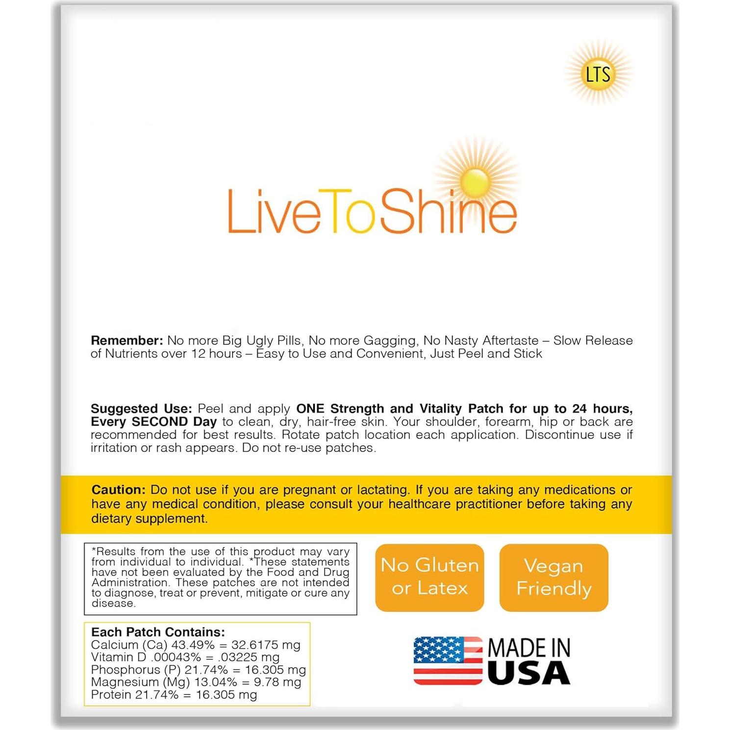 Parche Transdérmico de Calcio Magnesio D3 Live to Shine - 18 Parches