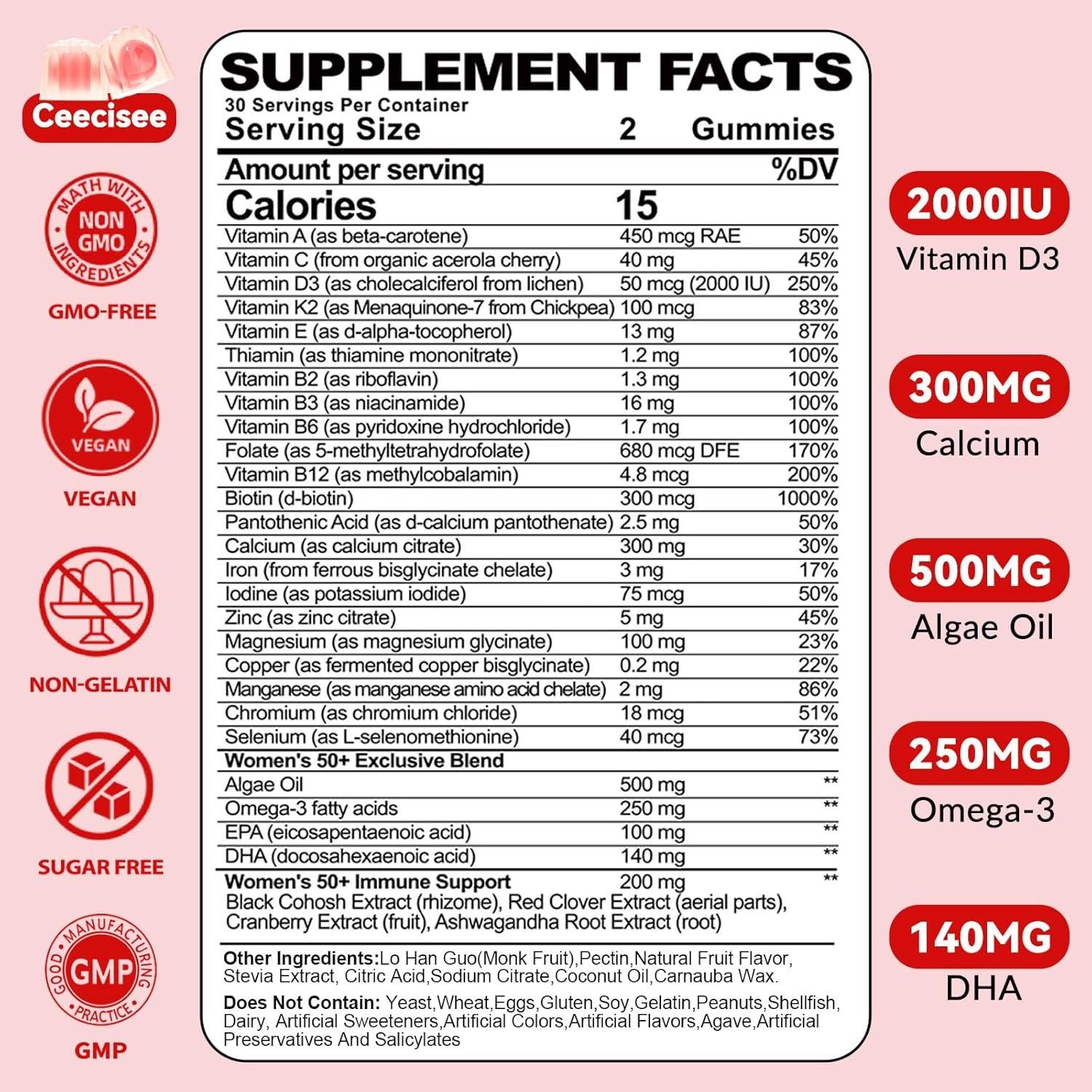 Gomitas Multivitamínicas Veganas Ceecisee 120 Conteo Durazno