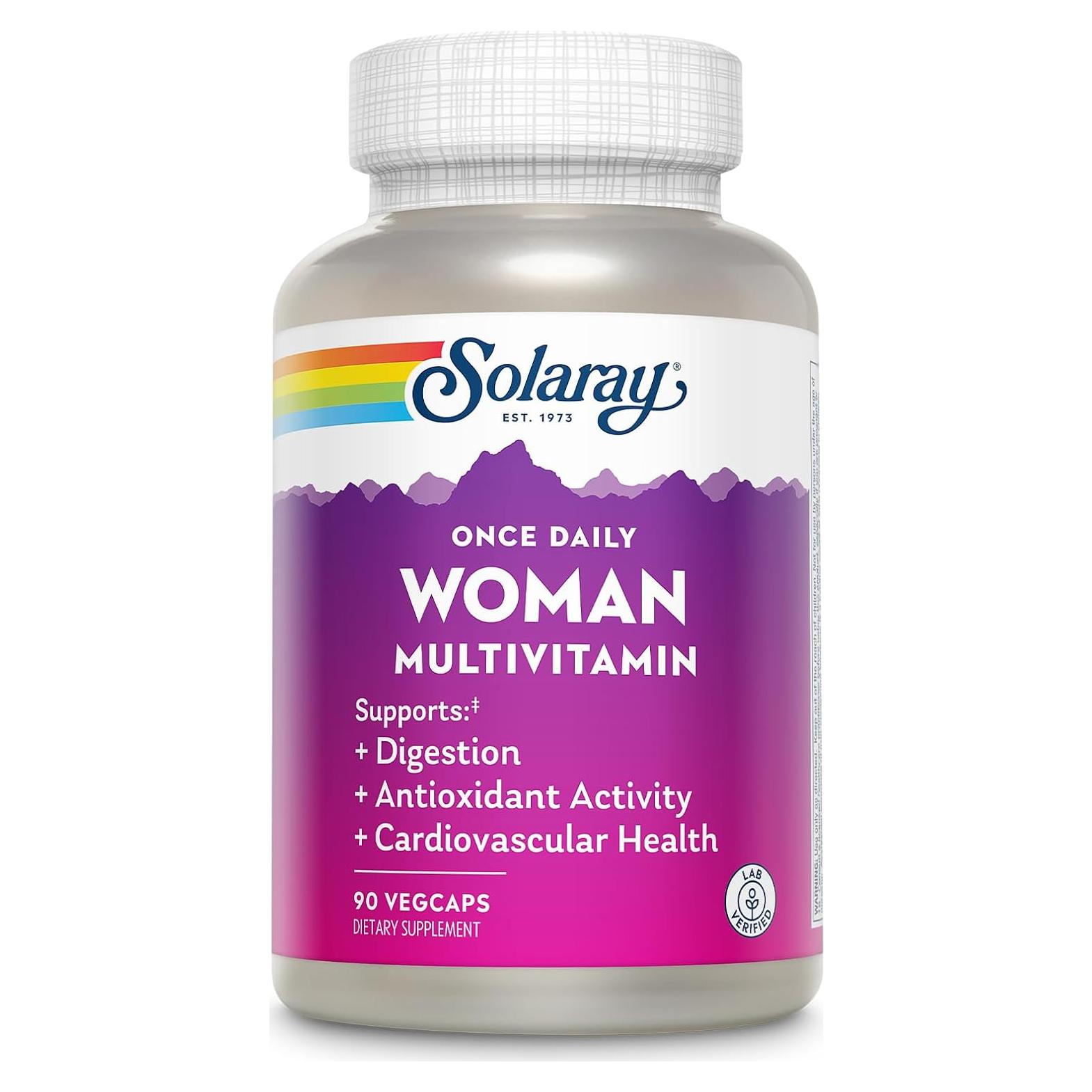 Multivitamina Diaria para Mujeres Solaray con Hierro 90 Porciones