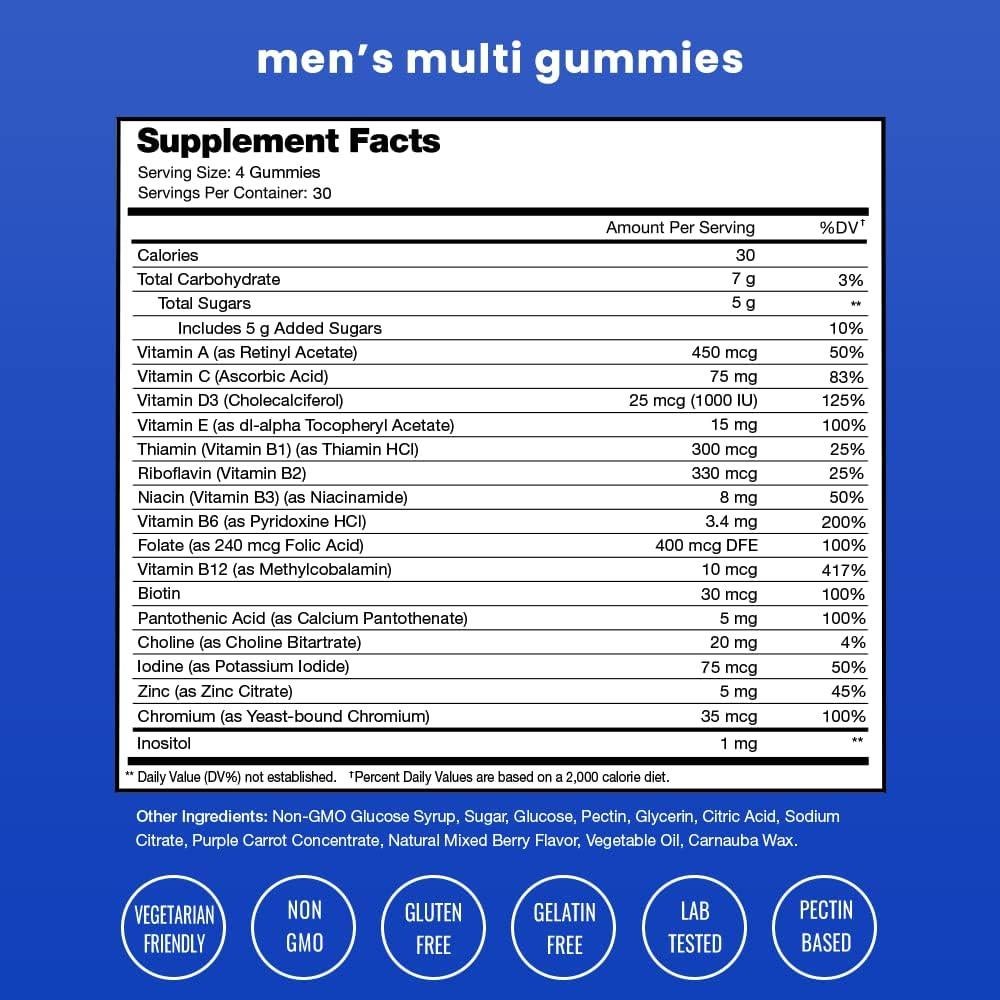 NutraChamps Multivitaminas Gummy para Hombres 240 Unidades