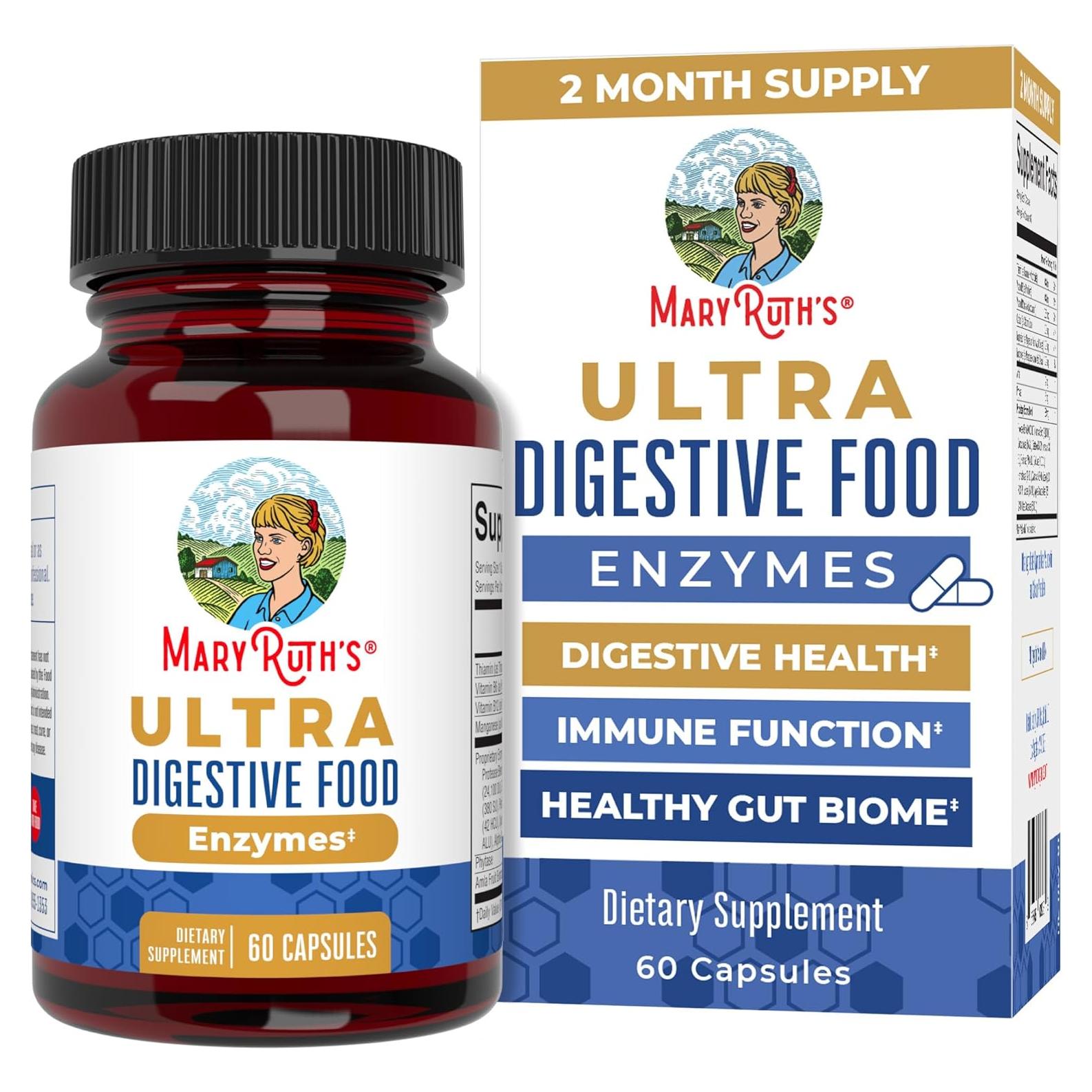 Suplemento Digestivo Vegano MaryRuth 60 Cápsulas - Ultra Enzimas