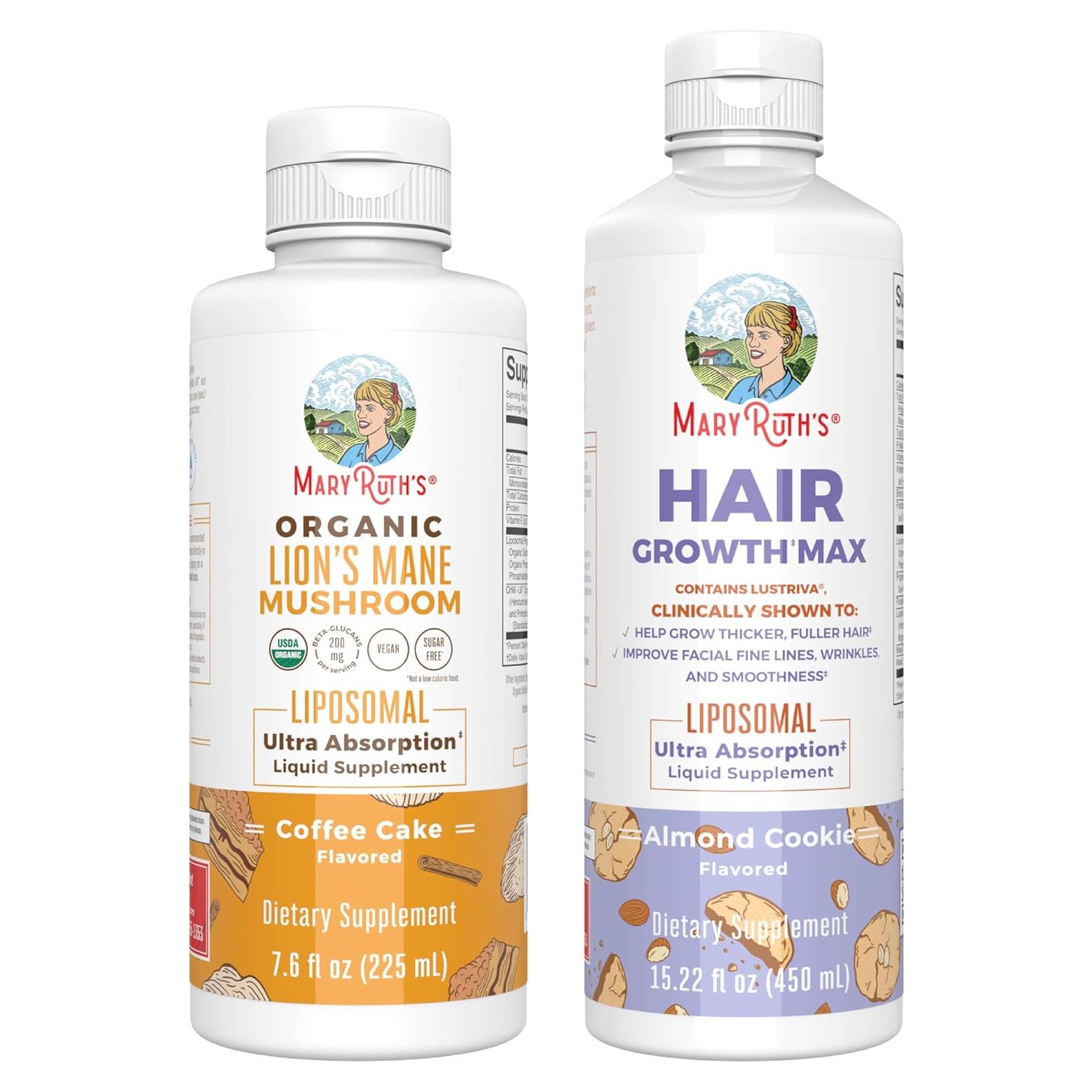 MaryRuth Organics Suplemento Liposomal Melena de León y Crecimiento Cabello