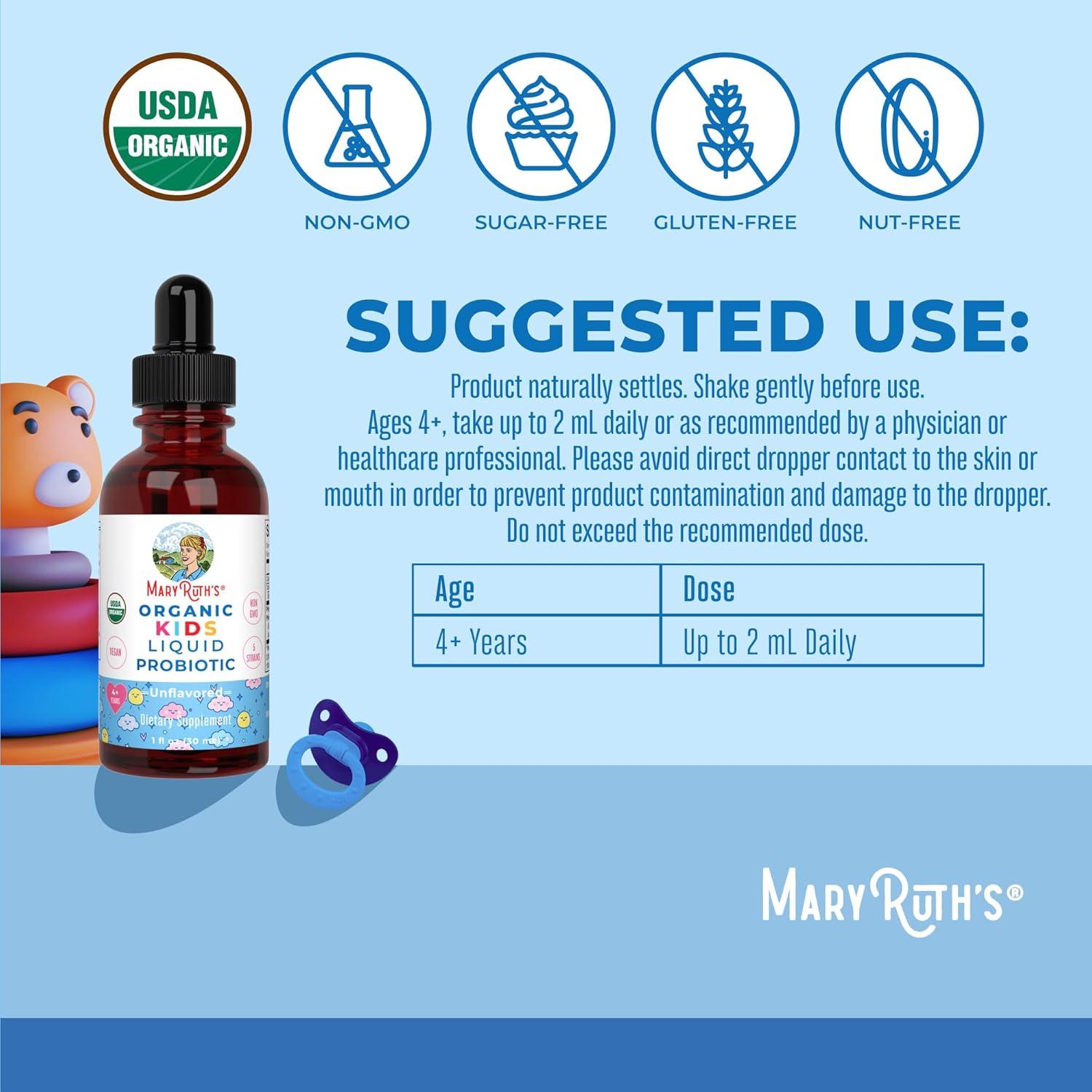 Gotas Líquidas Probioticas para Niños MaryRuth 30 mL Orgánico
