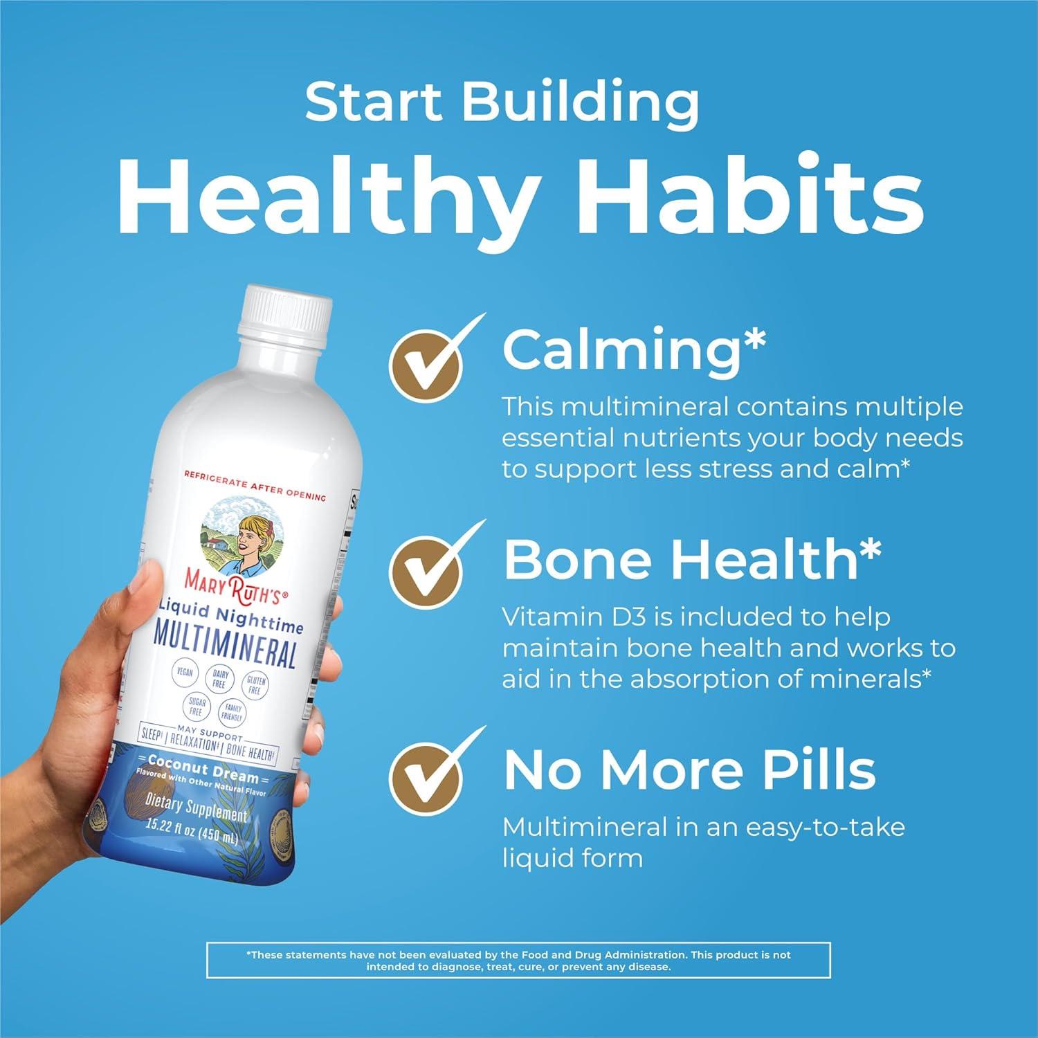 Multimineral Nocturno Líquido MaryRuth 425 g + Crecimiento Capilar Liposomal Galleta Almendra