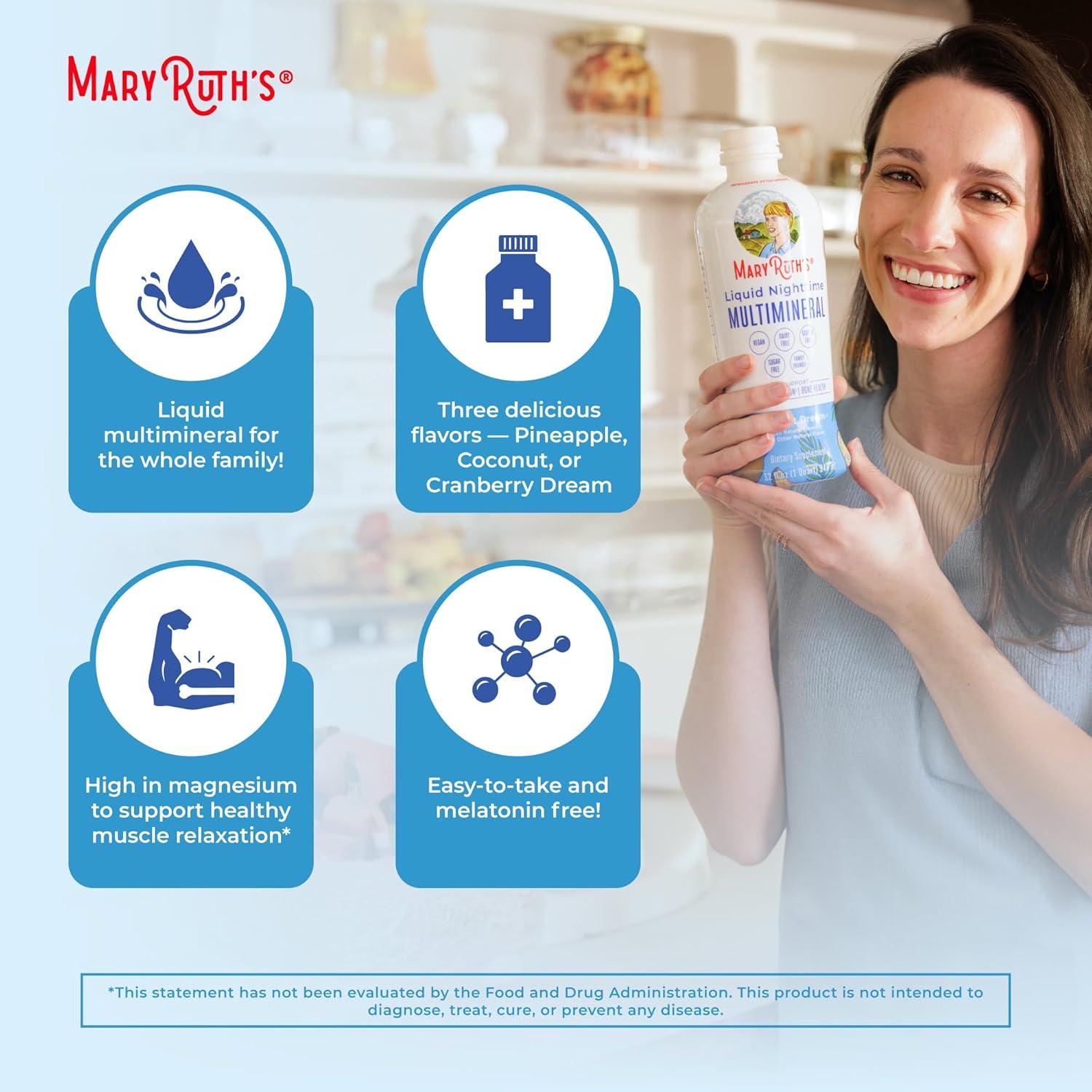 Multimineral Nocturno Líquido MaryRuth 425 g + Crecimiento Capilar Liposomal Galleta Almendra