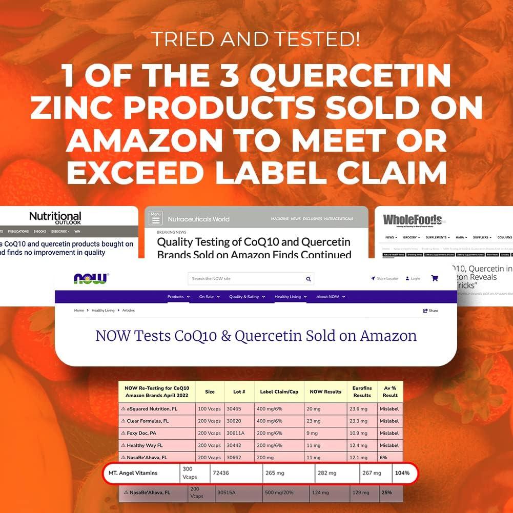 Vitaminas Mt. Angel - Suplemento Inmunológico Quercetina 500mg y Zinc 50mg - 300 Cápsulas