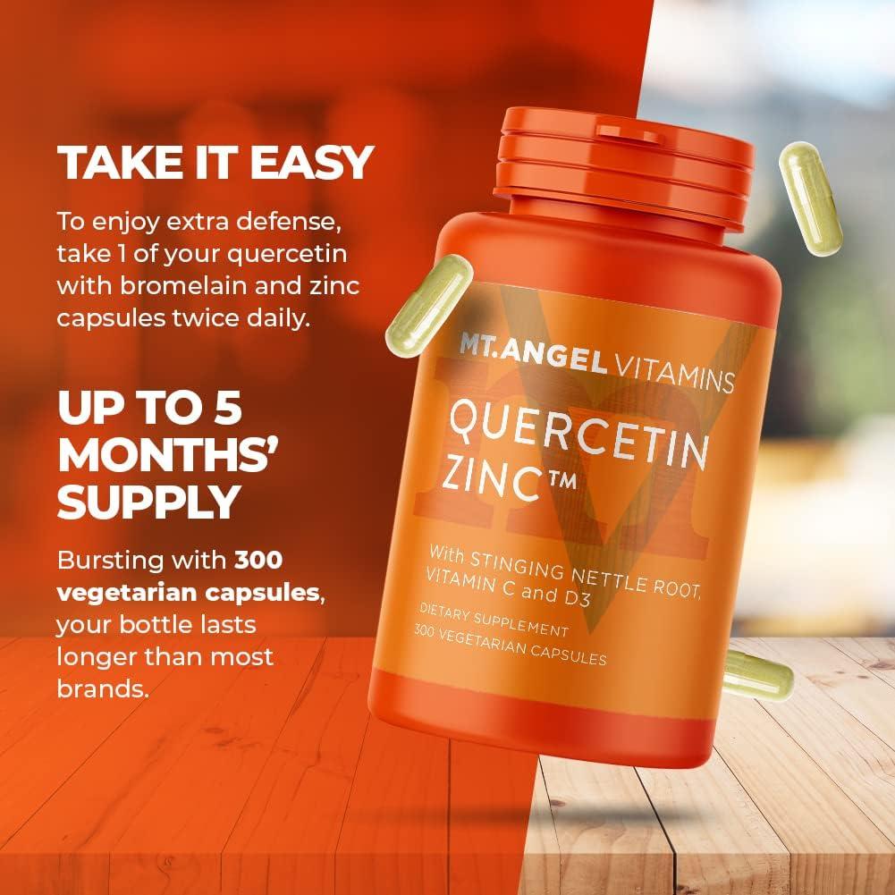 Vitaminas Mt. Angel - Suplemento Inmunológico Quercetina 500mg y Zinc 50mg - 300 Cápsulas
