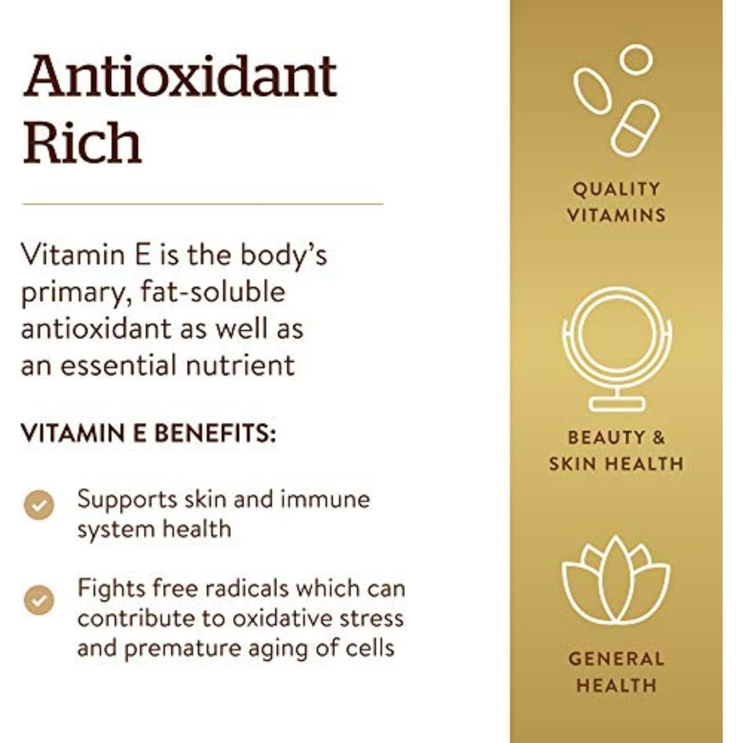 Vitamina E 268 mg Solgar - 100 Gelatinas Blandas Antioxidante