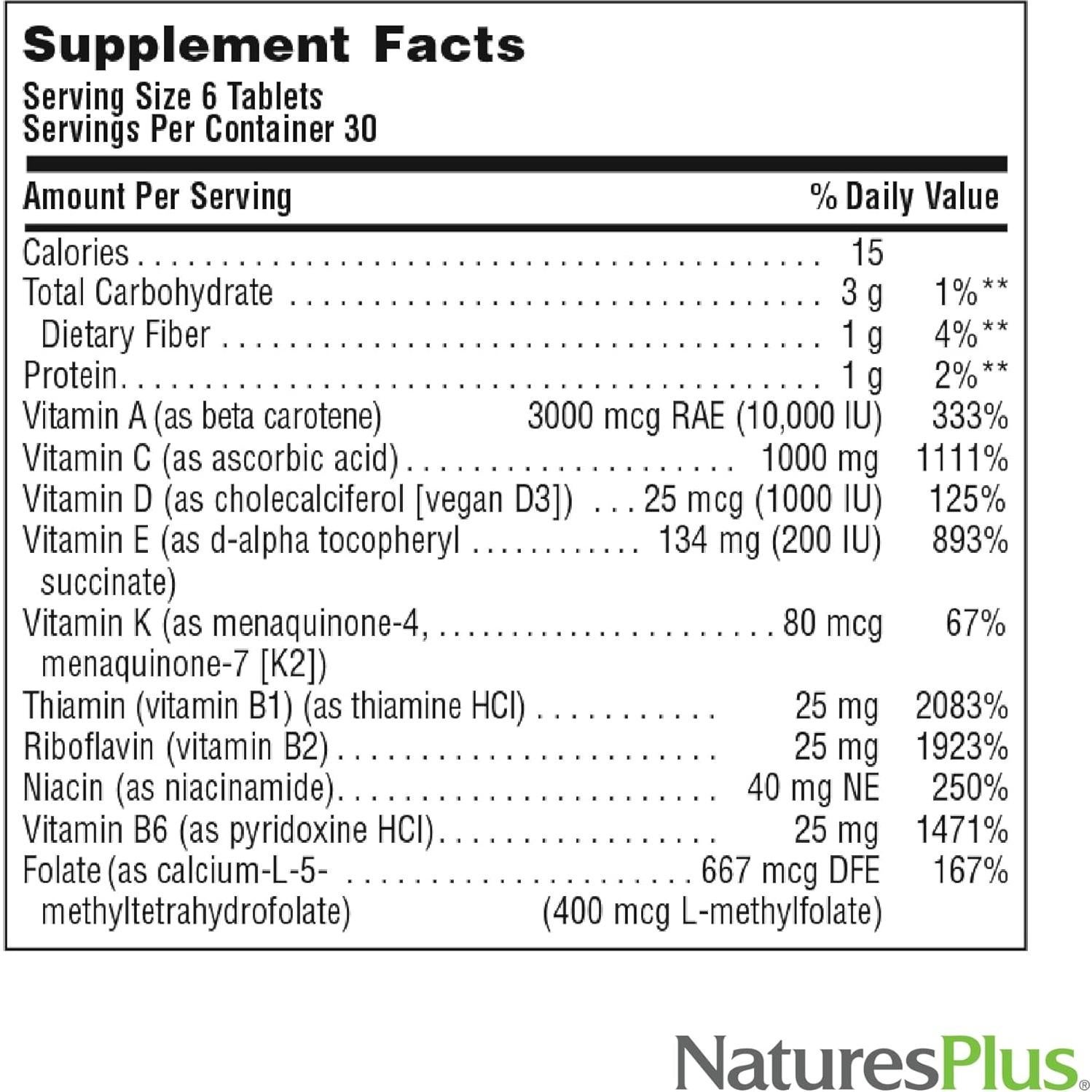 Suplemento Multivitamínico Sin Hierro Nature's Plus 180 Tabletas