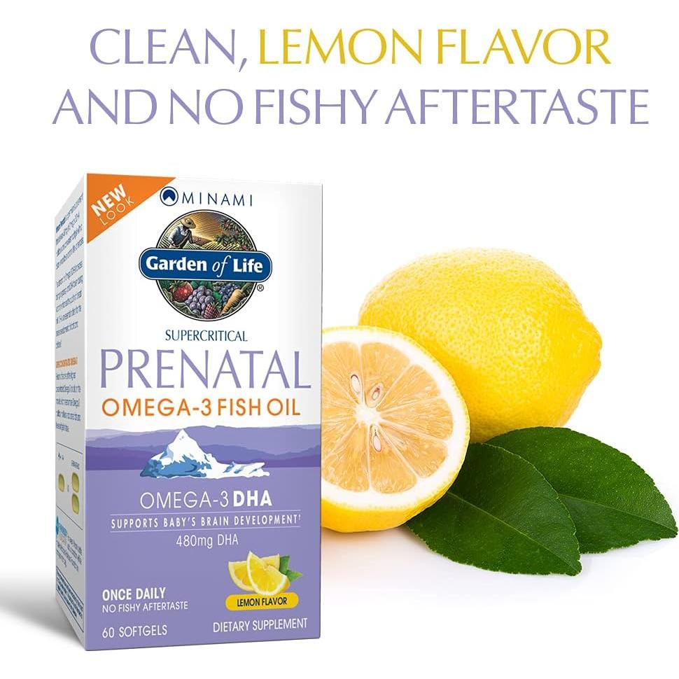 Garden of Life Women’s Prenatal Multivitamin with Vitamin D3, B6, B12, C & Iron & Prenatal DHA Omega 3 Fish Oil - Minami Natural Prenatal, 60 Softgels