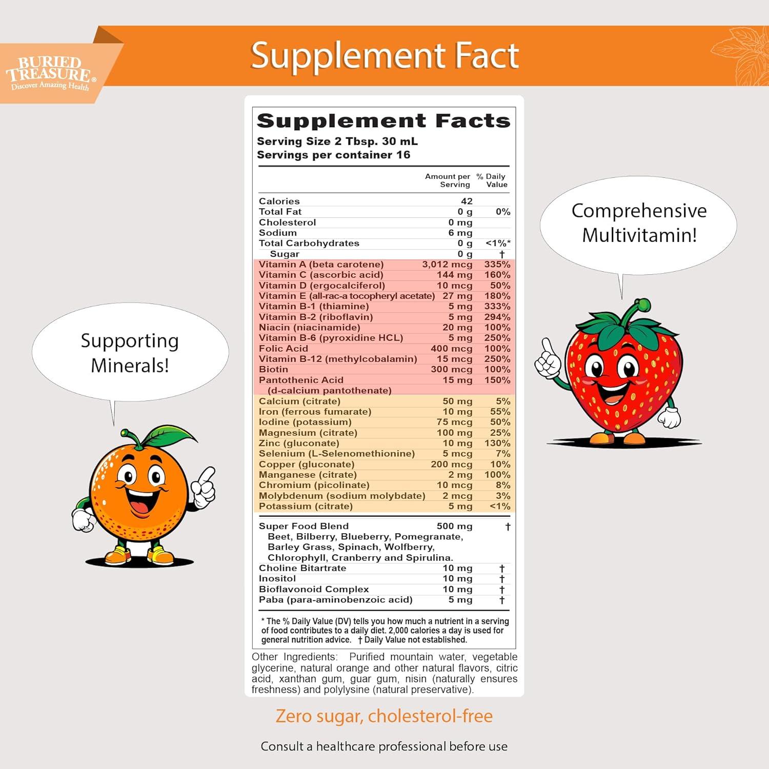 Multivitamínico Líquido Diario para Niños Buried Treasure 473ml