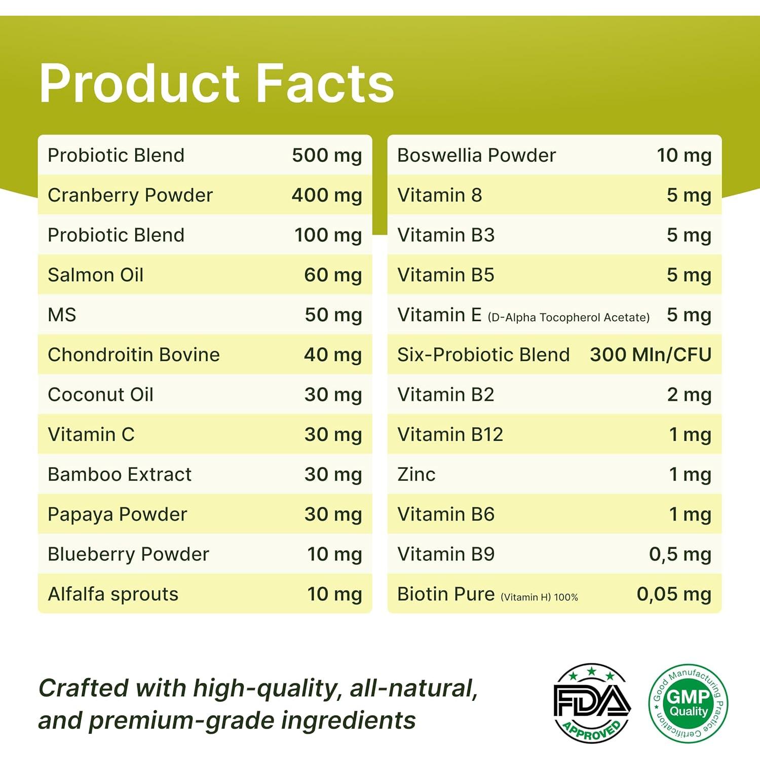 Multivitamina 23-en-1 para Perros TerraPaws - Masticables con Glucosamina y Probioticos